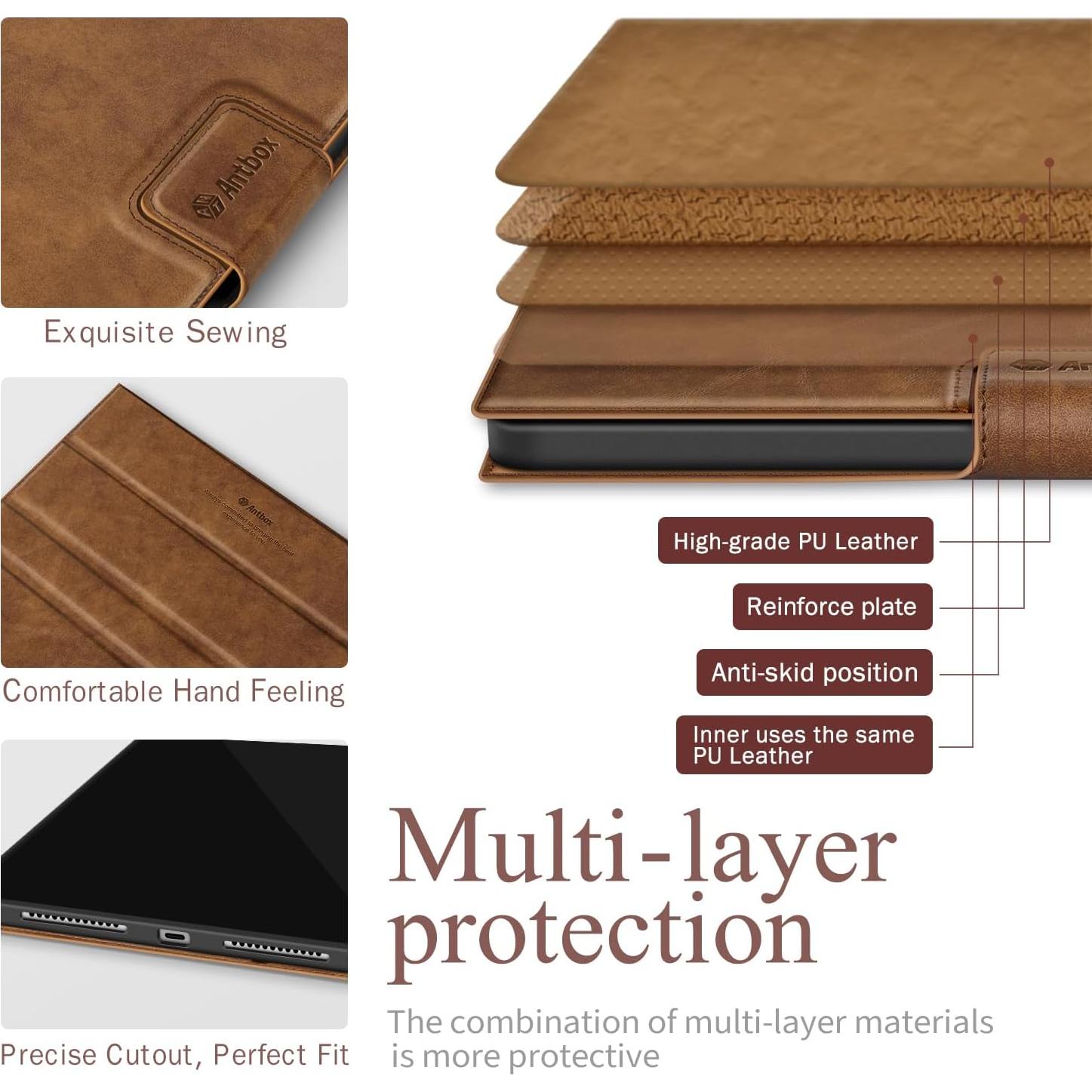 Funda Antbox para iPad 11" y 10.9" Cuero Vegano Marrón