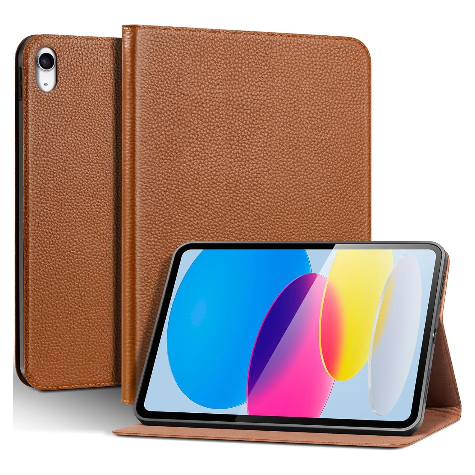 Funda de Cuero Genuino Thryxop para iPad 11" y 10.9" - Marrón