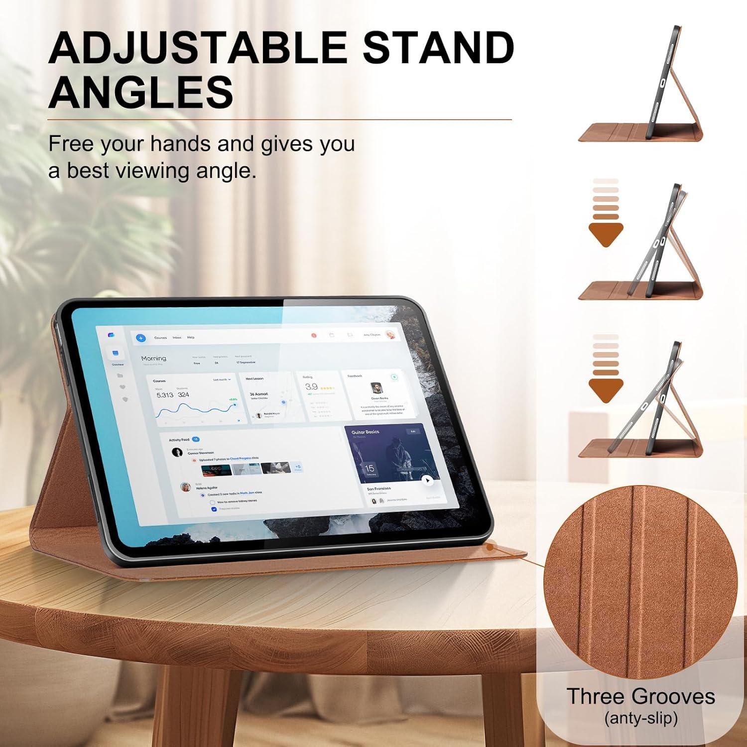 Funda de Cuero Genuino Thryxop para iPad 11" y 10.9" - Marrón