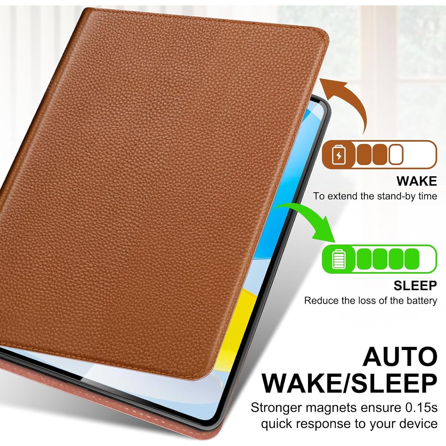 Funda de Cuero Genuino Thryxop para iPad 11" y 10.9" - Marrón