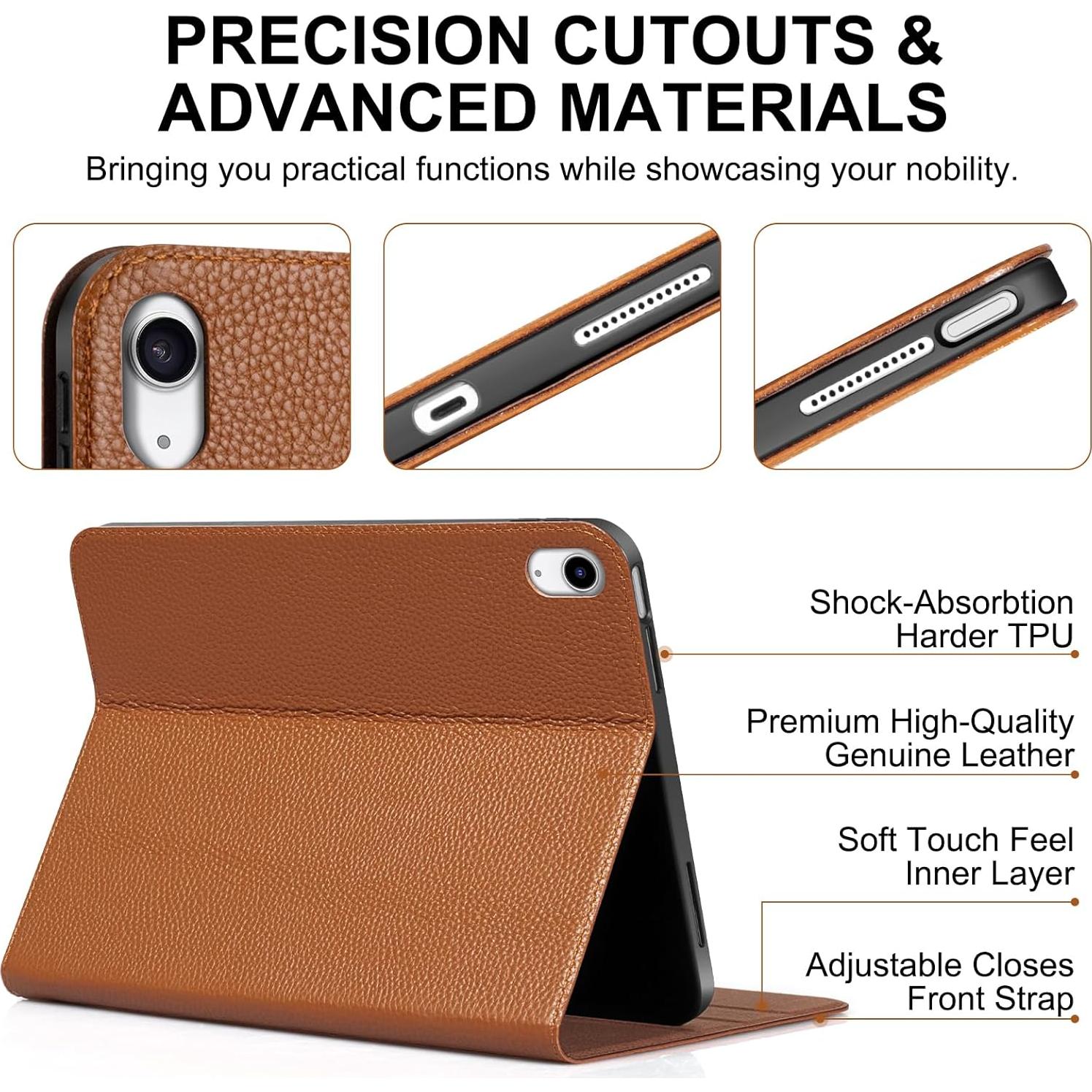 Funda de Cuero Genuino Thryxop para iPad 11" y 10.9" - Marrón