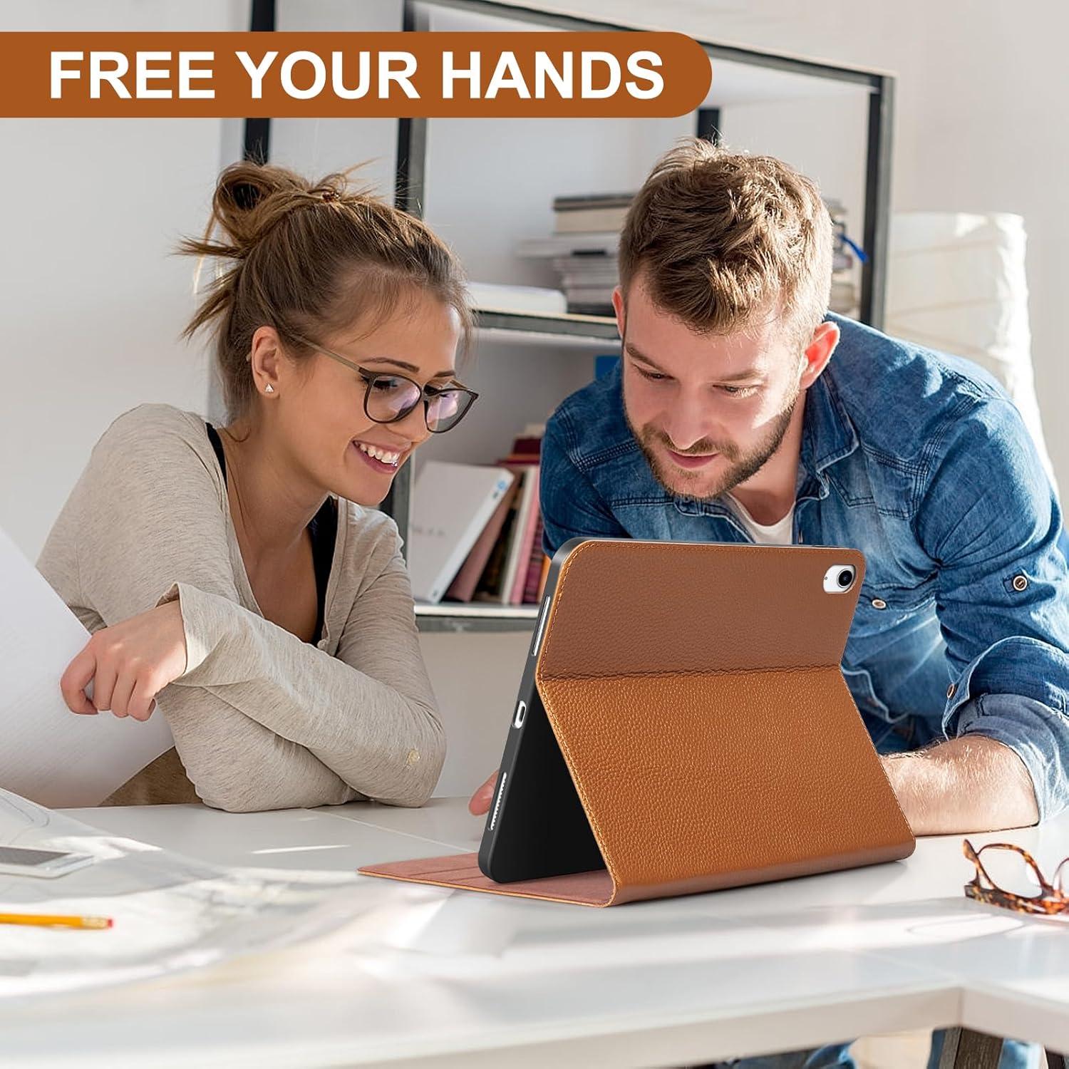 Funda de Cuero Genuino Thryxop para iPad 11" y 10.9" - Marrón