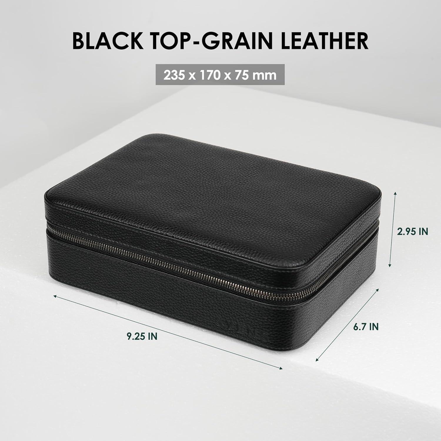 Estuche de Gafas de Sol SYENS de Cuero Negro con 4 Compartimentos