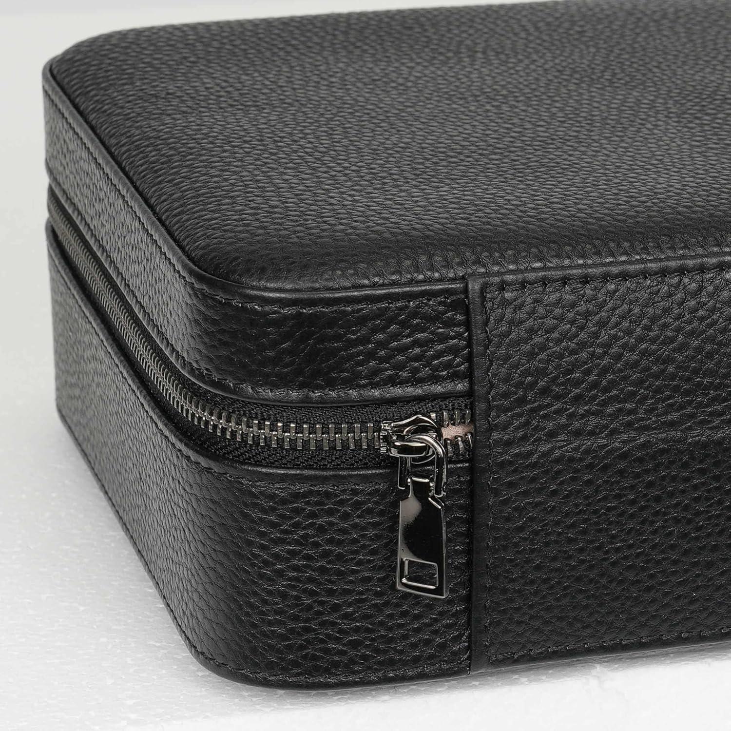 Estuche de Gafas de Sol SYENS de Cuero Negro con 4 Compartimentos