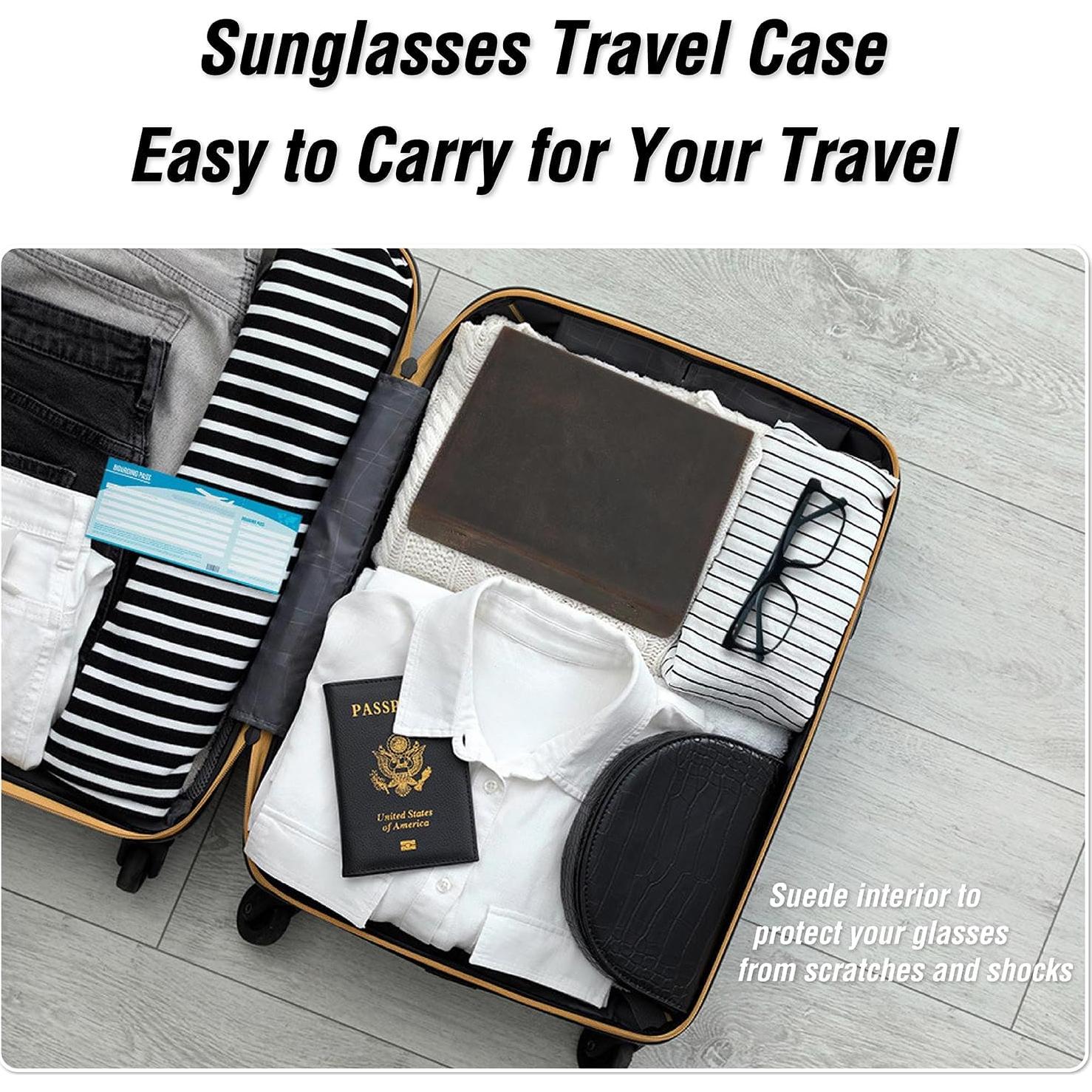 Estuche Organizador de Gafas de Sol Cuero Chamois Café Vintage