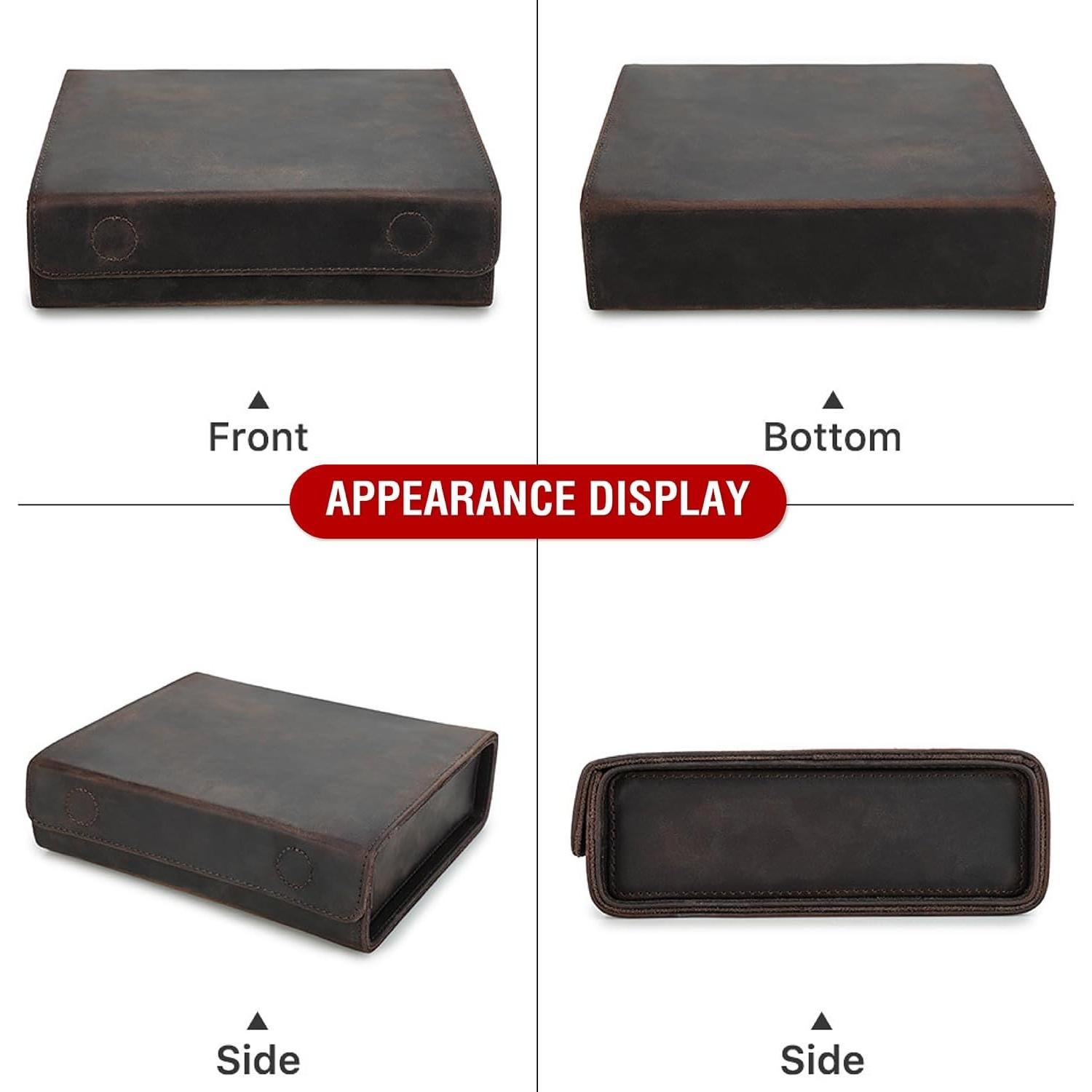 Estuche Organizador de Gafas de Sol Cuero Chamois Café Vintage