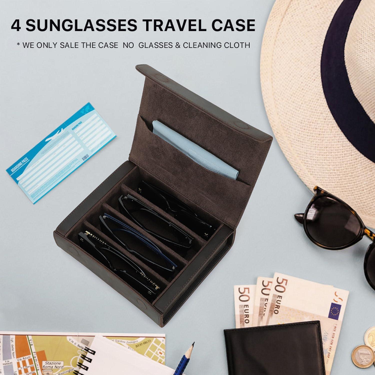 Estuche Organizador de Gafas de Sol Cuero Chamois Café Vintage