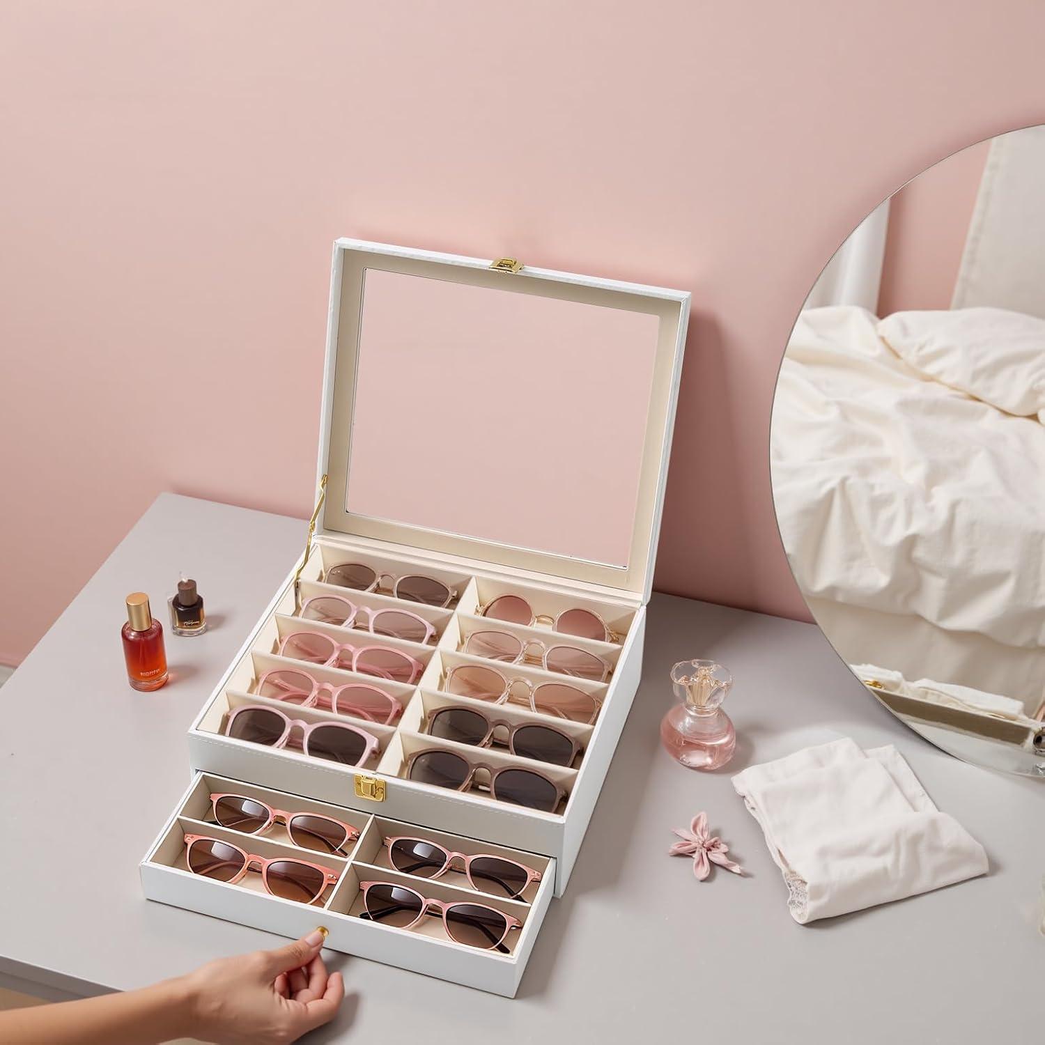 Organizador de Gafas de Sol Luckybell 20 Compartimentos Cuero PU