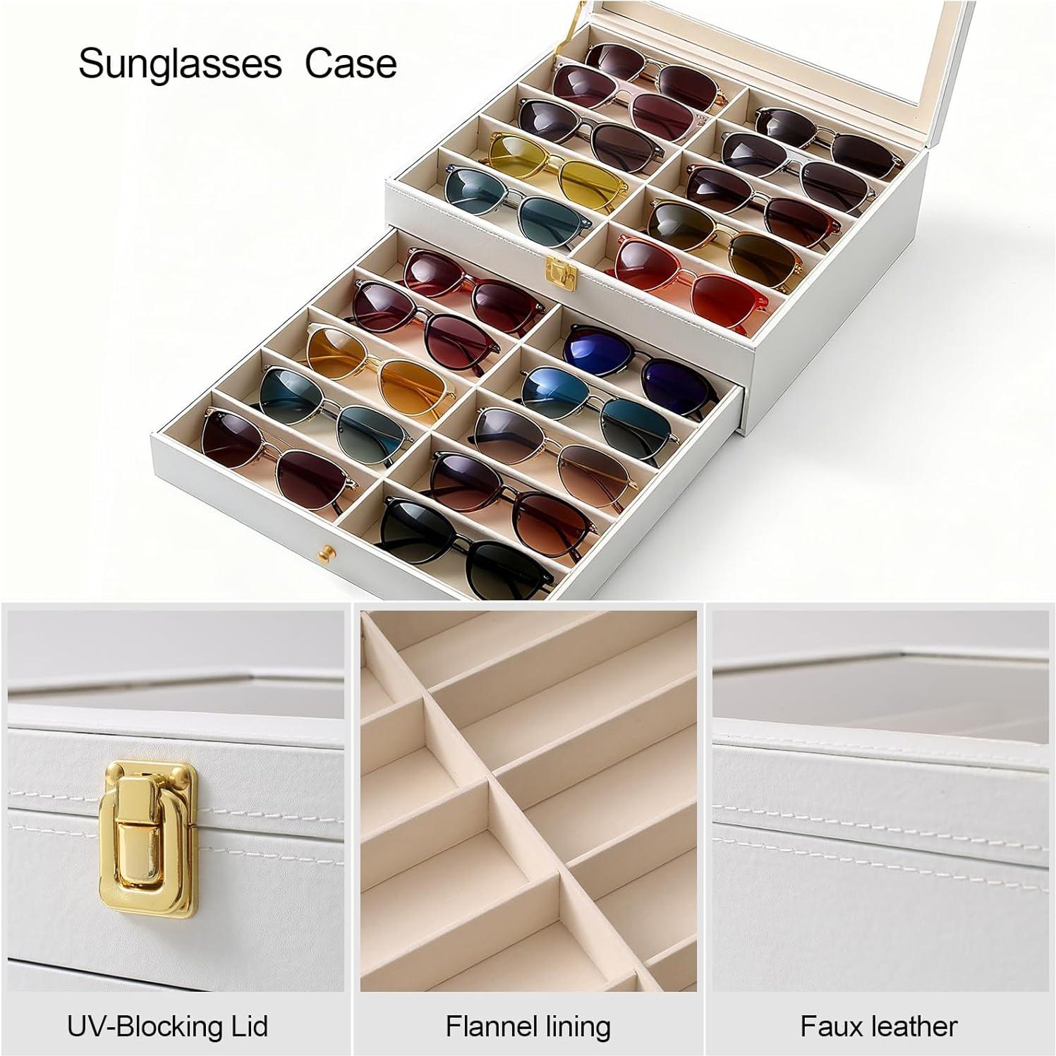 Organizador de Gafas de Sol Luckybell 20 Compartimentos Cuero PU