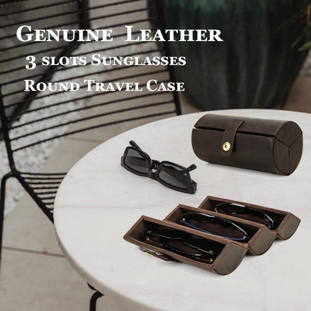 Estuche de Viaje de Cuero Crazy Horse CONTACT'S para 3 Gafas
