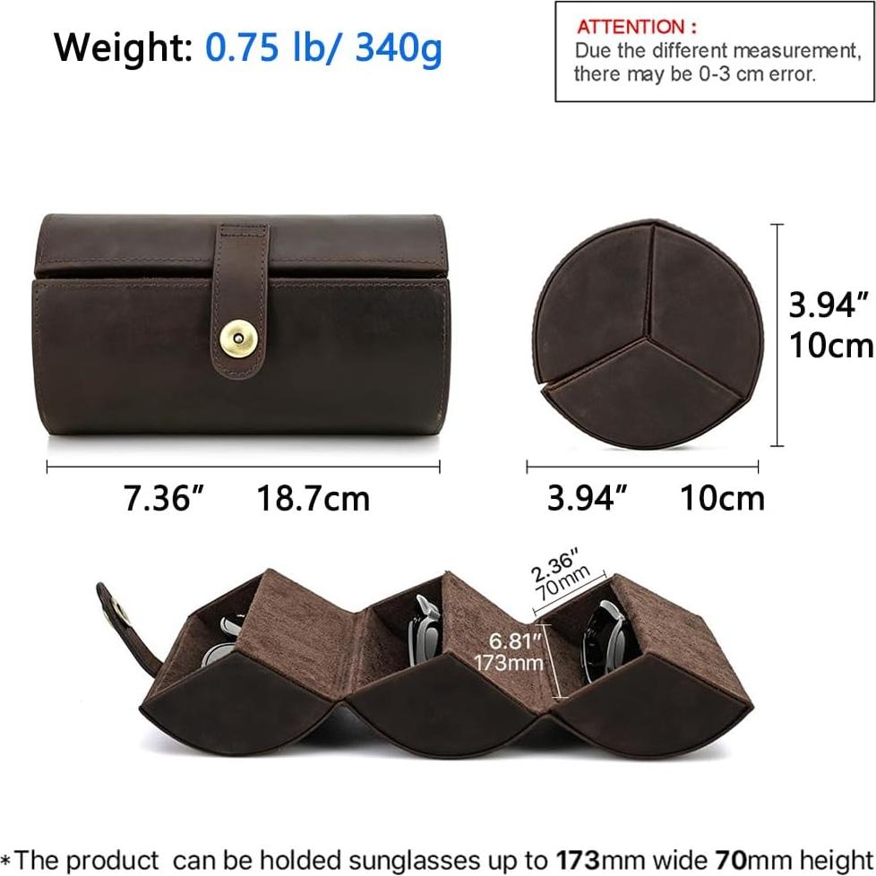 Estuche de Viaje de Cuero Crazy Horse CONTACT'S para 3 Gafas