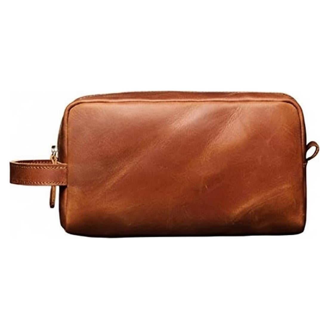 Neceser de Cuero Genuino The Tannery Unisex Marrón Claro