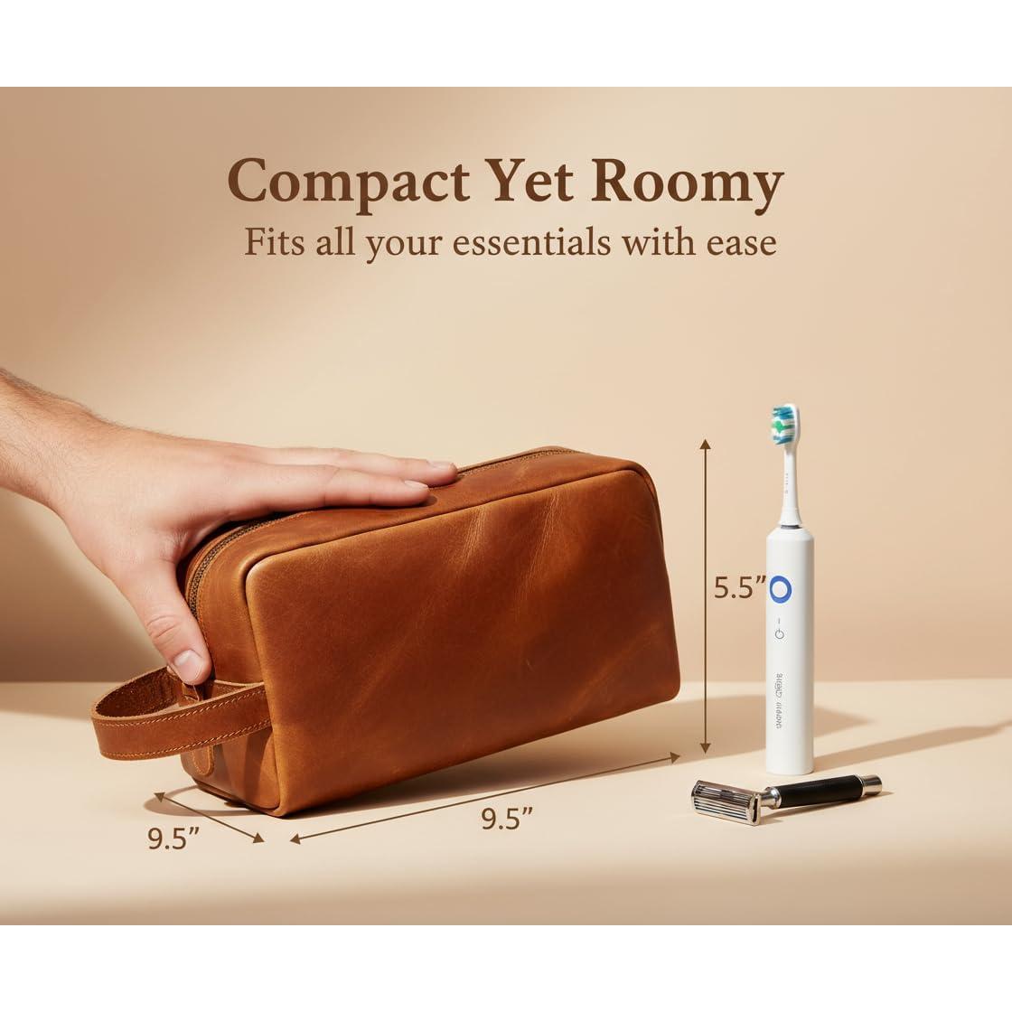 Neceser de Cuero Genuino The Tannery Unisex Marrón Claro