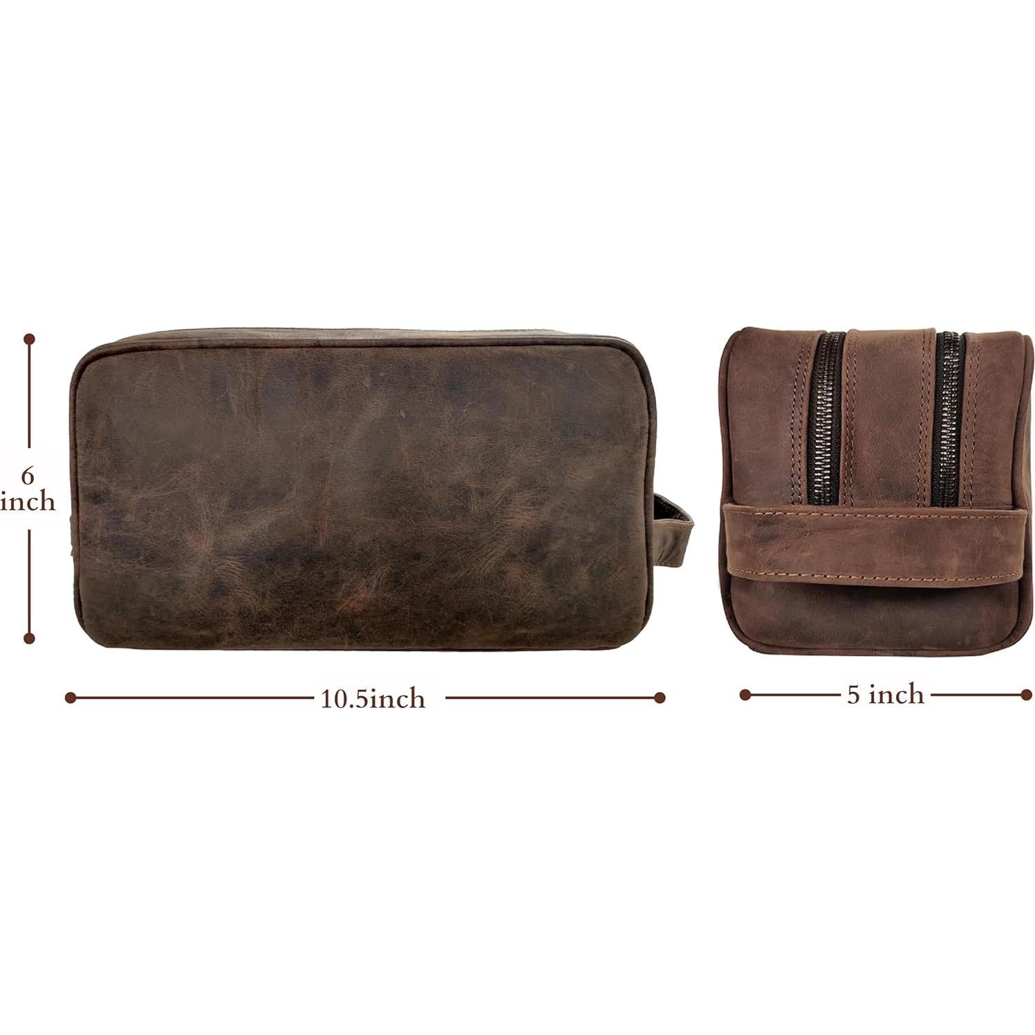 Bolsa de Aseo de Cuero Rustic Town - Organizador Cosméticos Marrón