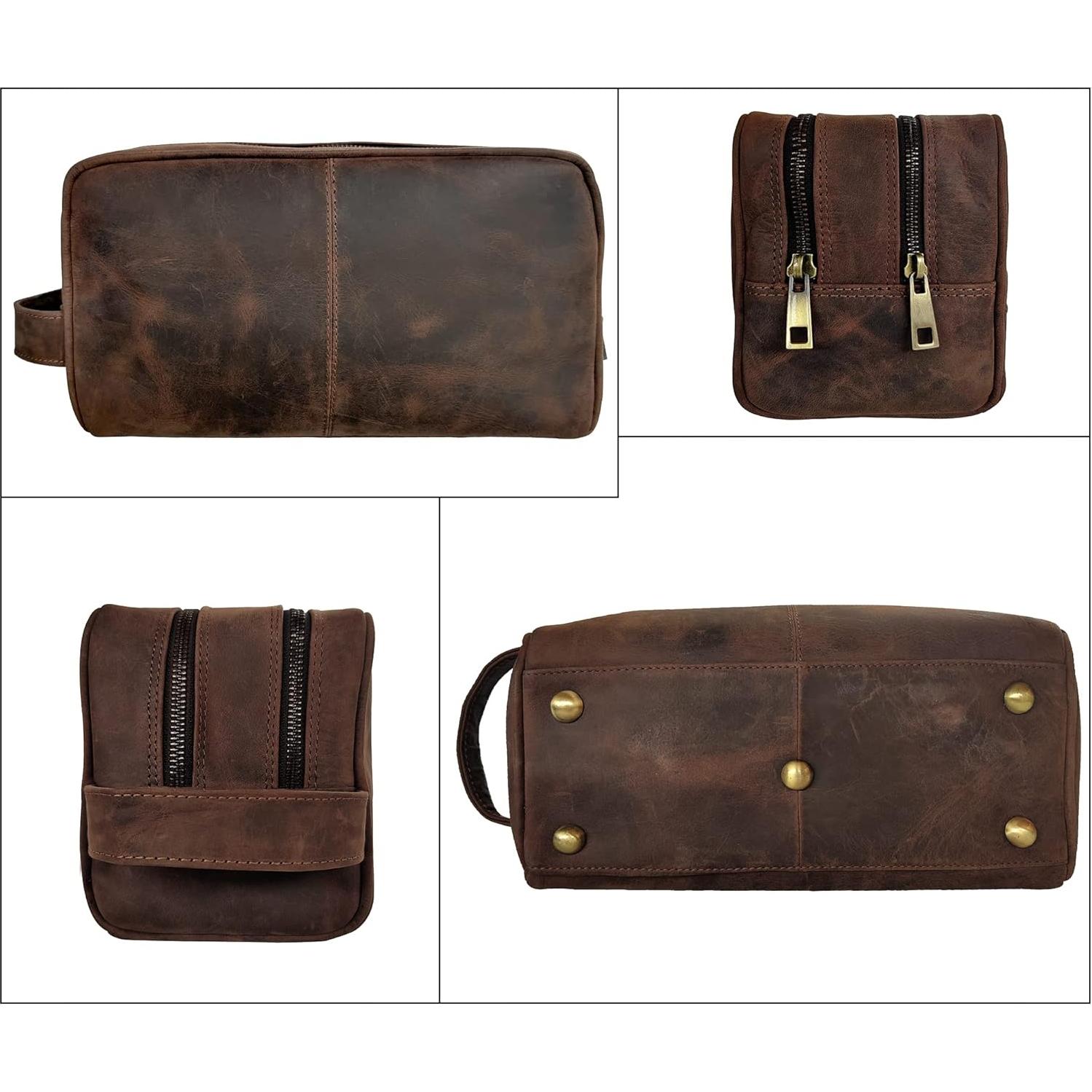 Bolsa de Aseo de Cuero Rustic Town - Organizador Cosméticos Marrón