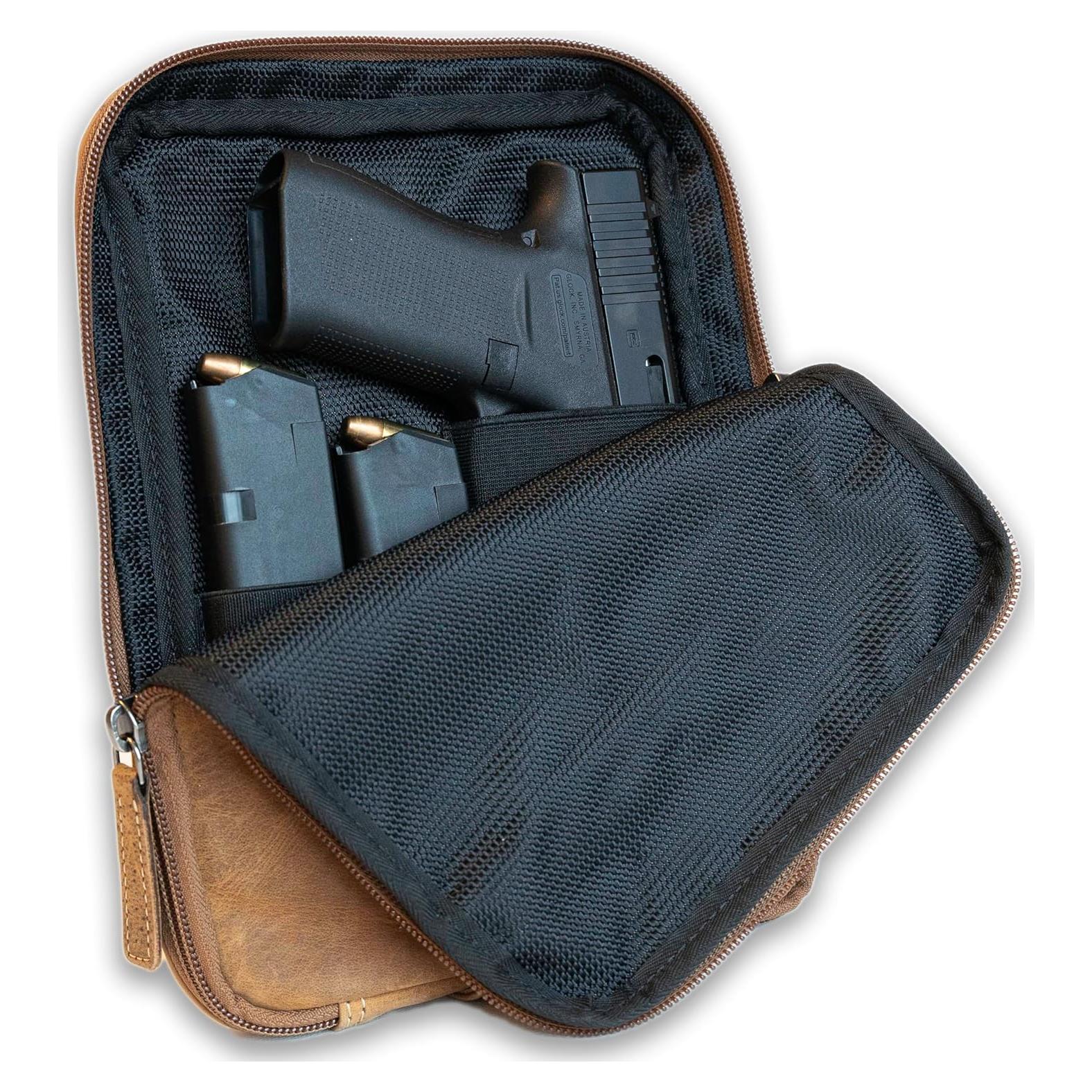 Funda de Pistolera de Cuero UC Leather Marrón con 3 Bolsillos