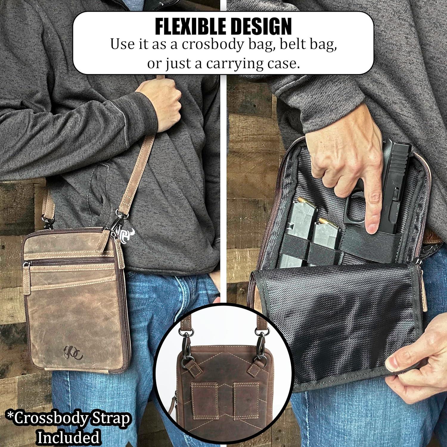 Funda de Pistolera de Cuero UC Leather Marrón con 3 Bolsillos