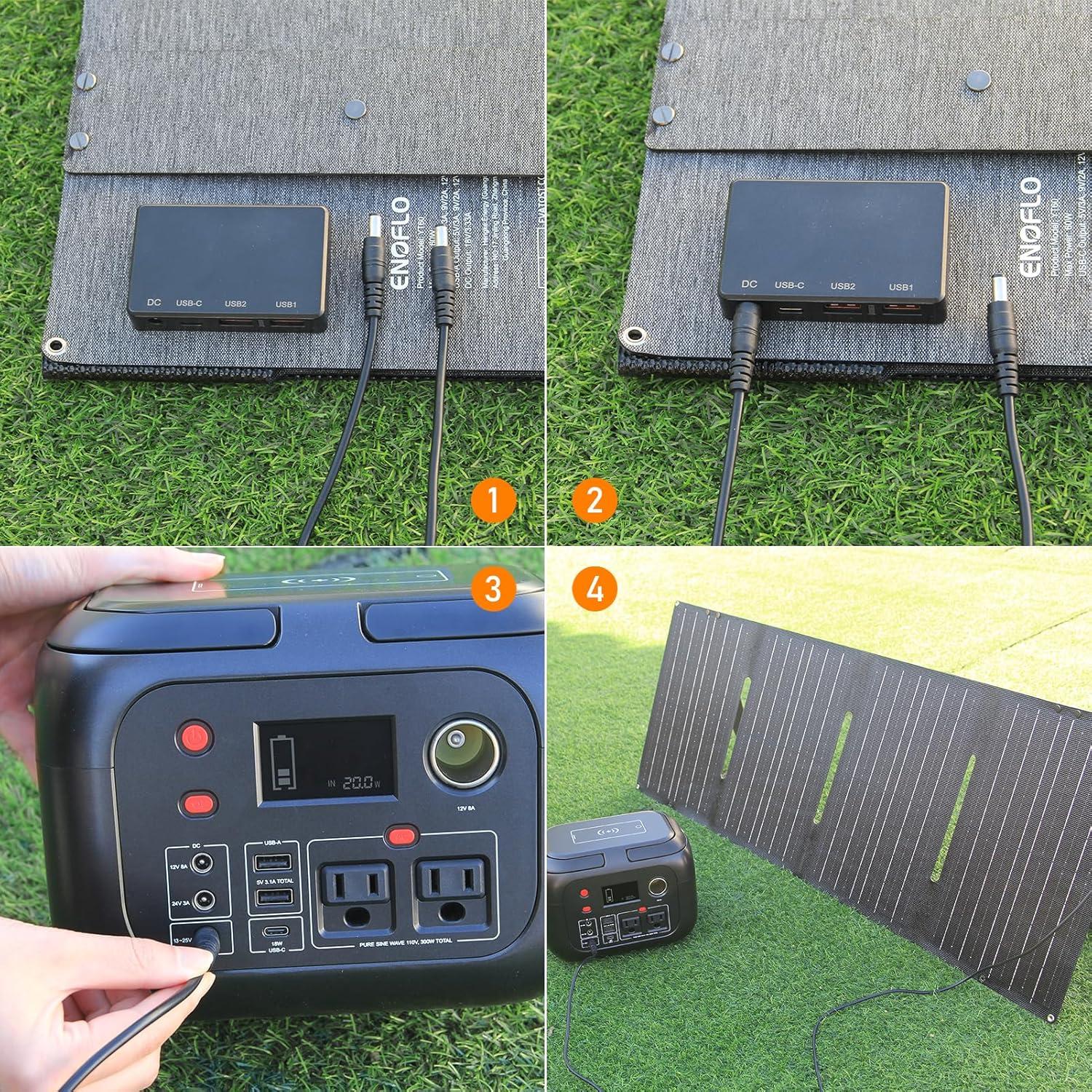 Cargador Solar ENOFLO 60W Plegable USB y DC Camping