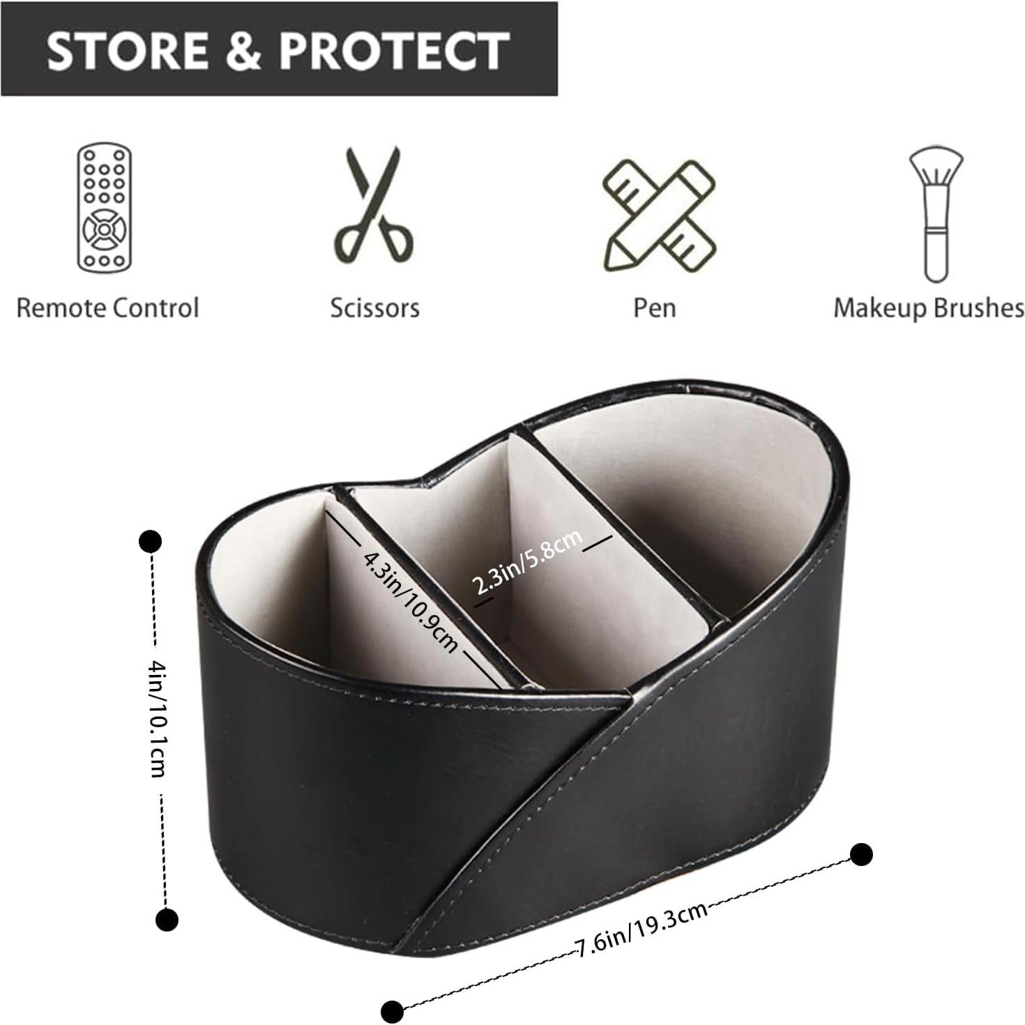 Soporte de Control Remoto Fanousy de Cuero PU Negro 3 Compartimentos