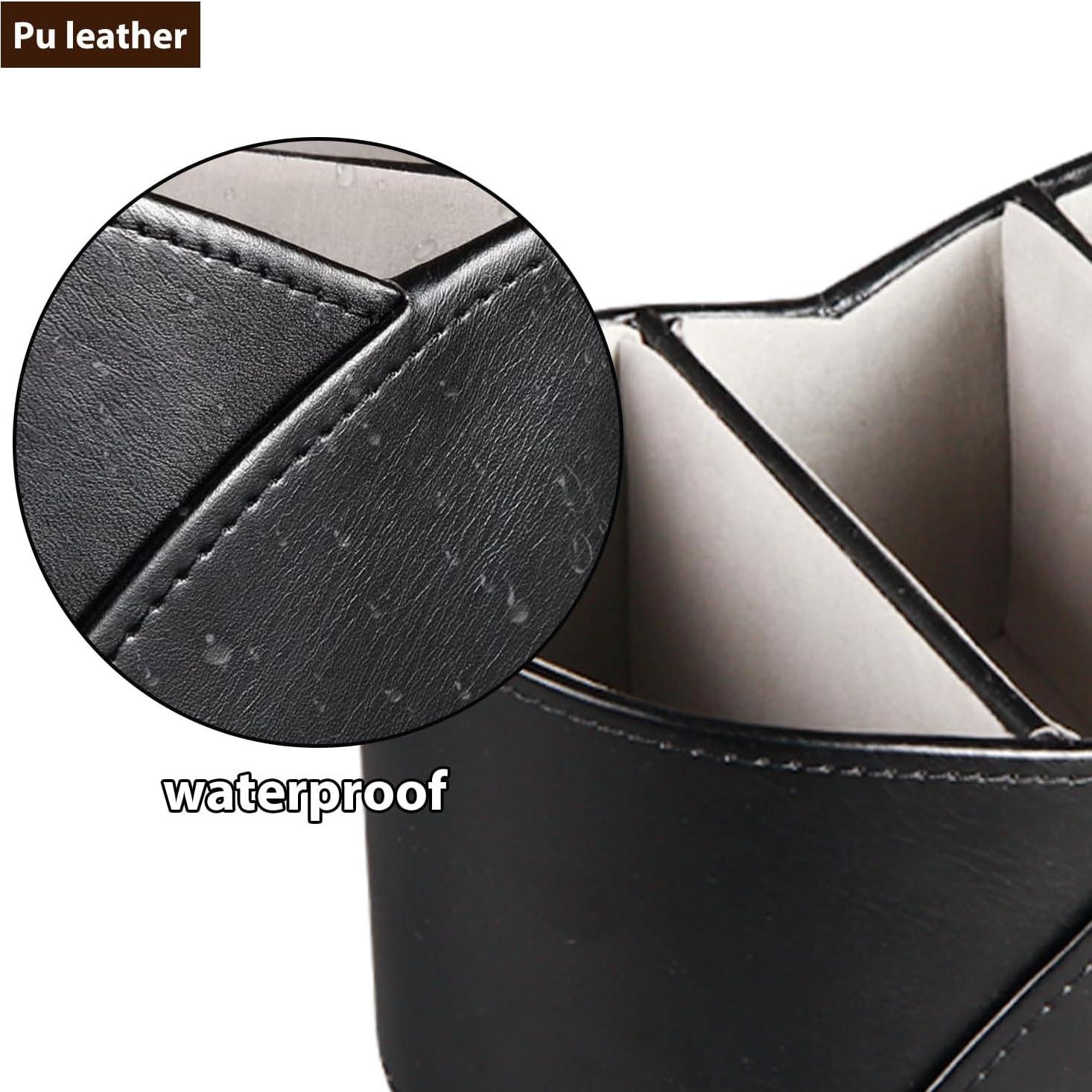 Soporte de Control Remoto Fanousy de Cuero PU Negro 3 Compartimentos