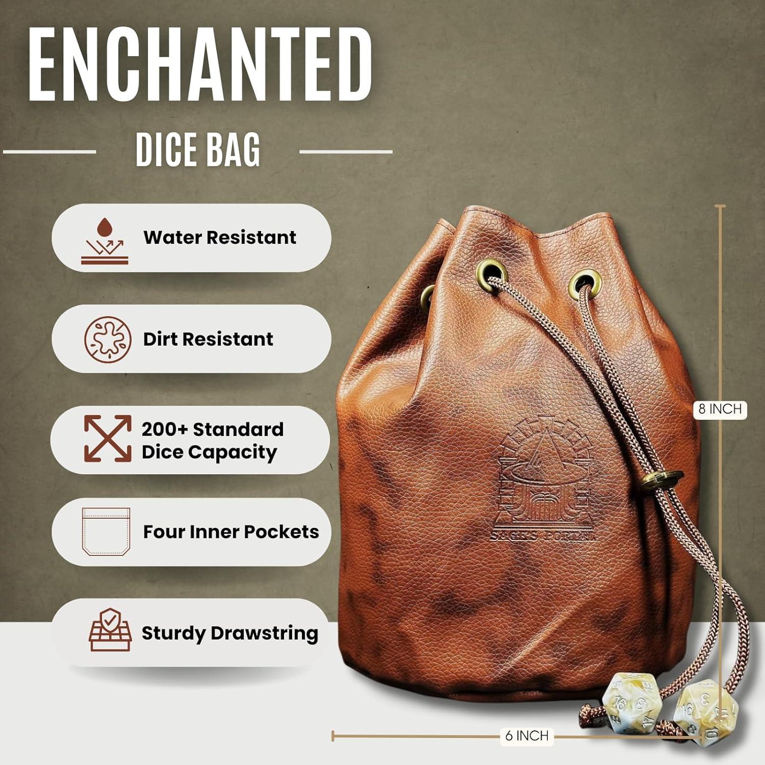 Bolsa de Dados DND Sage - Cuero PU Manchado 15.24x20.32cm