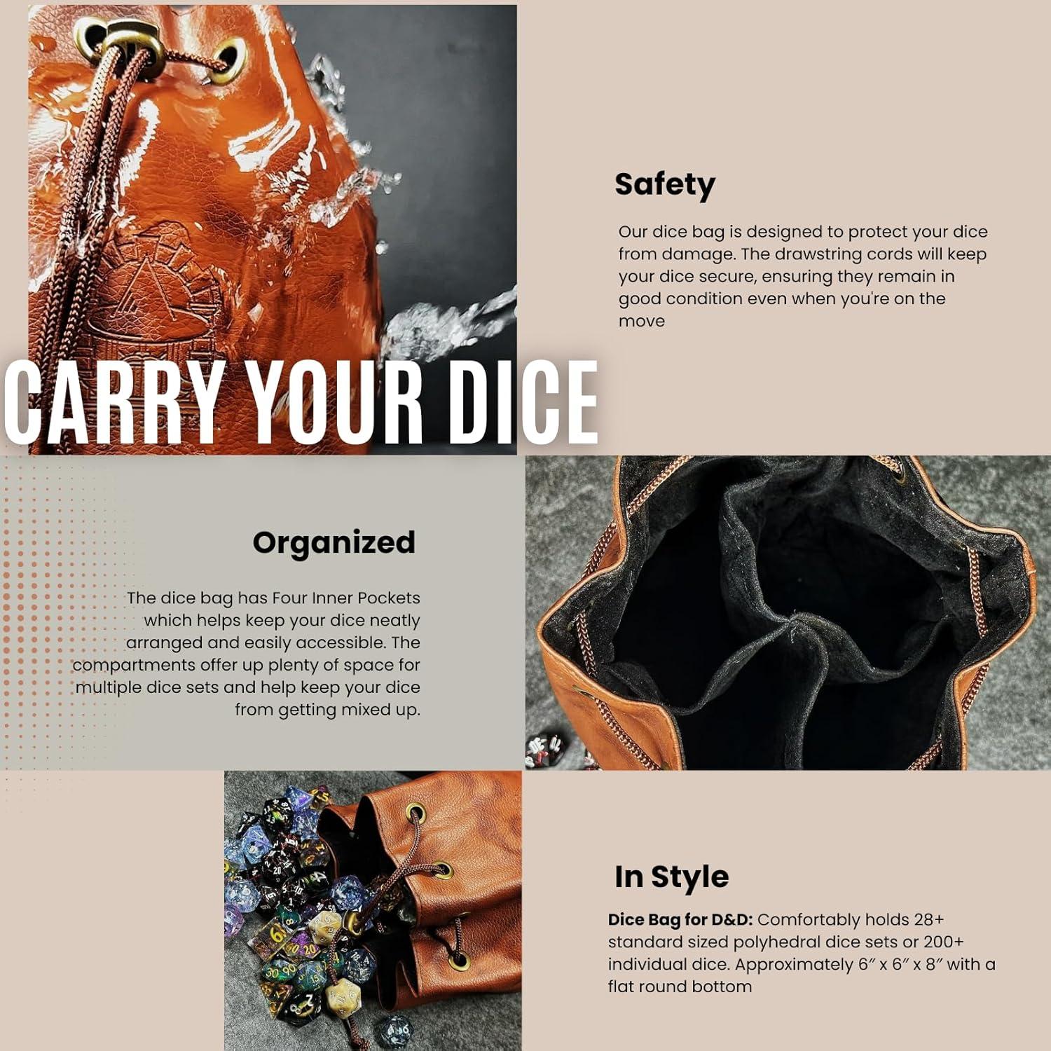 Bolsa de Dados DND Sage - Cuero PU Manchado 15.24x20.32cm