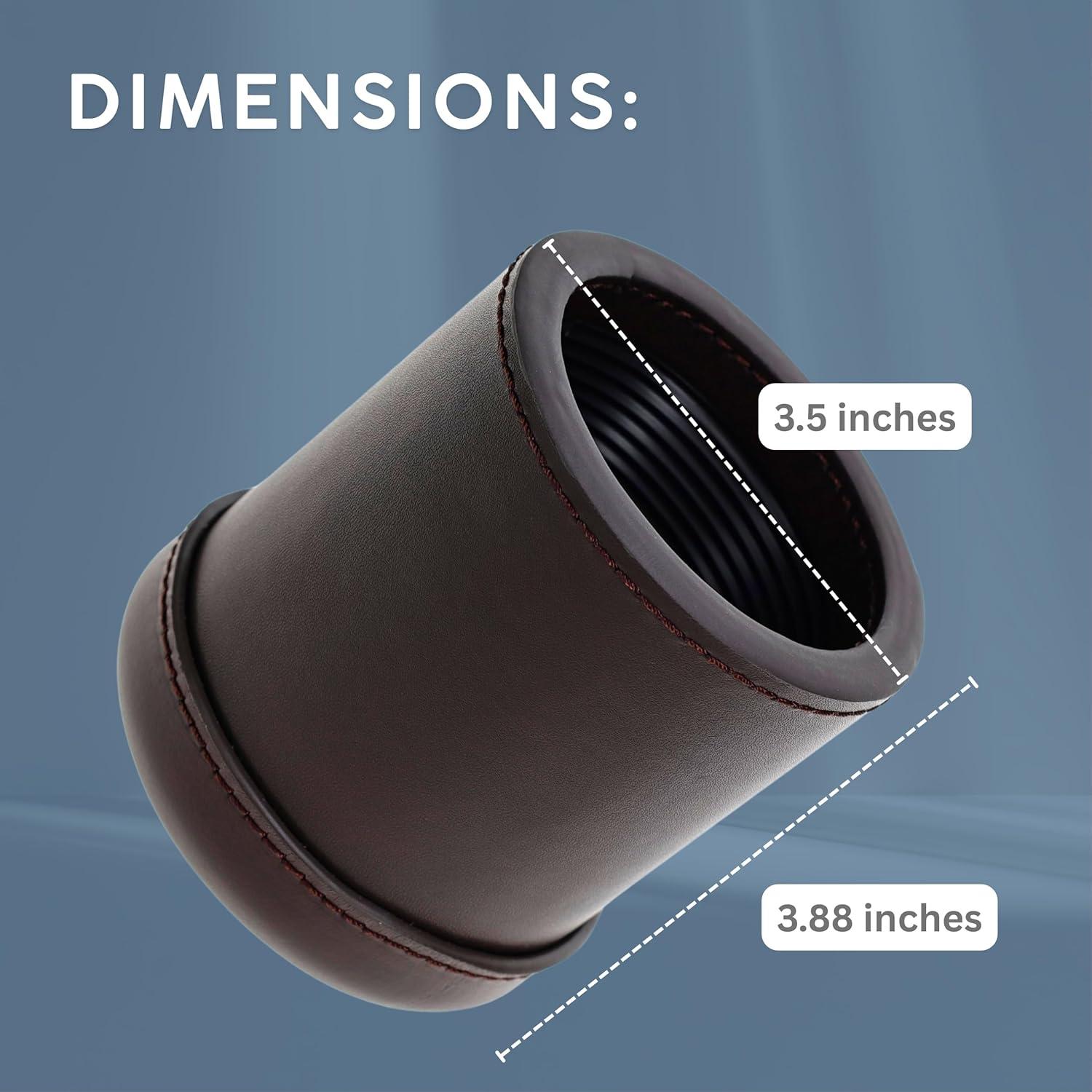 Taza de Dados de Cuero Marrón Oscuro WE Games con 5 Dados