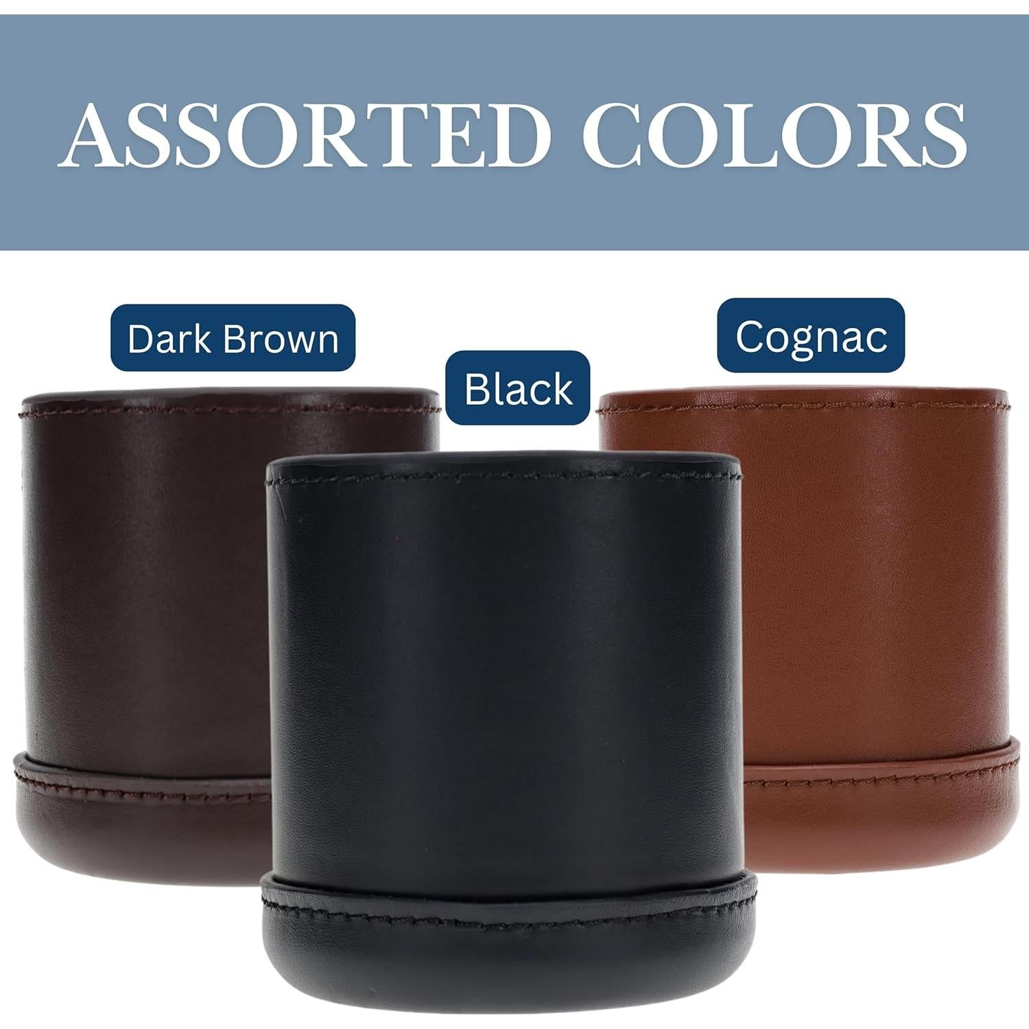 Taza de Dados de Cuero Marrón Oscuro WE Games con 5 Dados