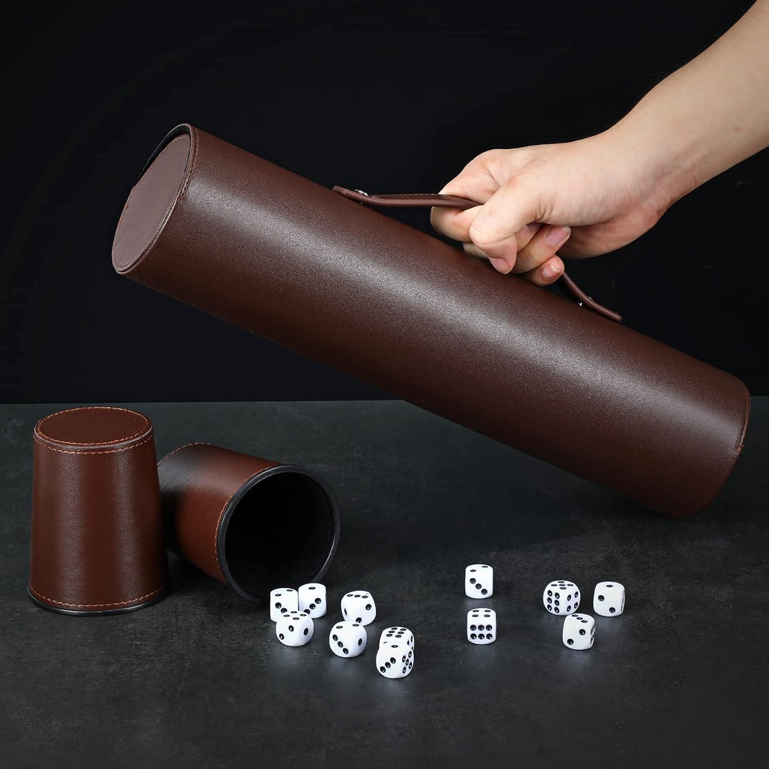 Juego de Dados de Fiesta ImnBest con 5 Copas de Cuero y 25 Dados