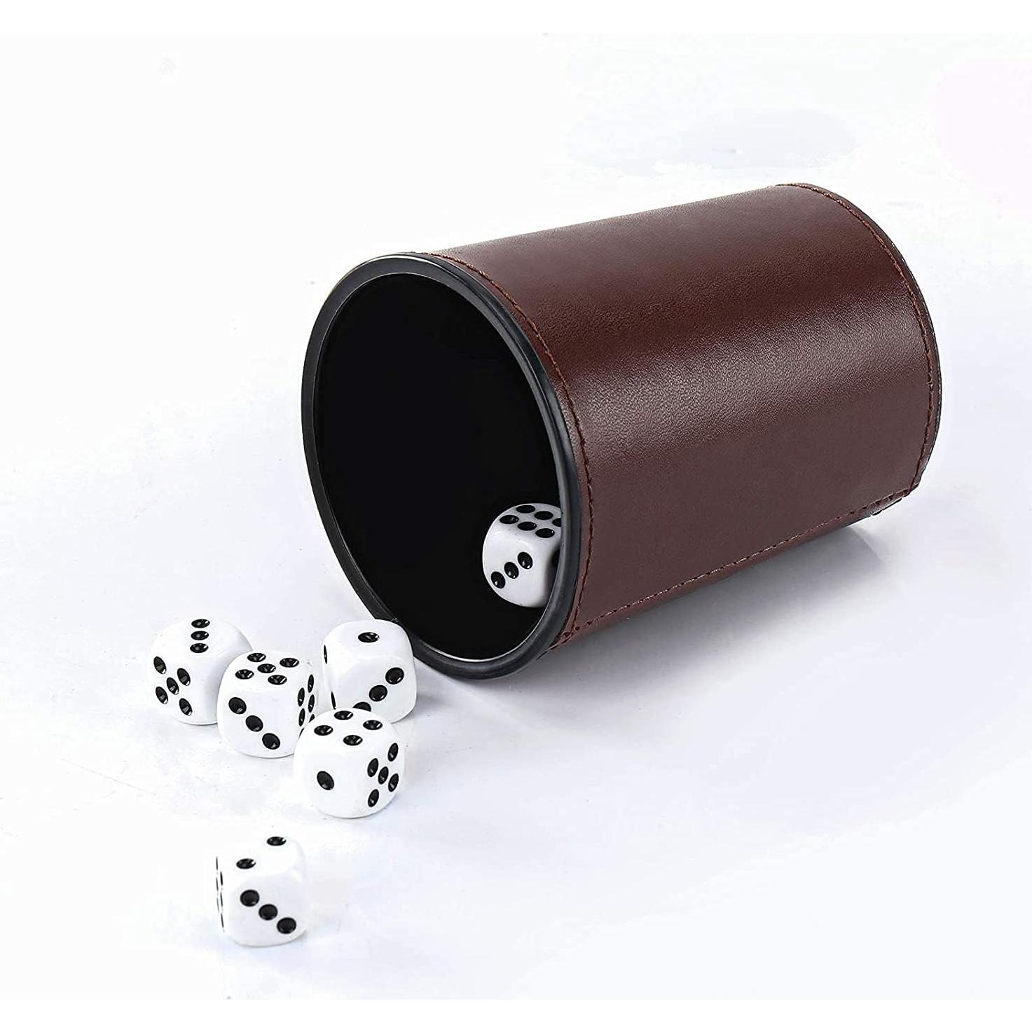 Juego de Dados de Fiesta ImnBest con 5 Copas de Cuero y 25 Dados