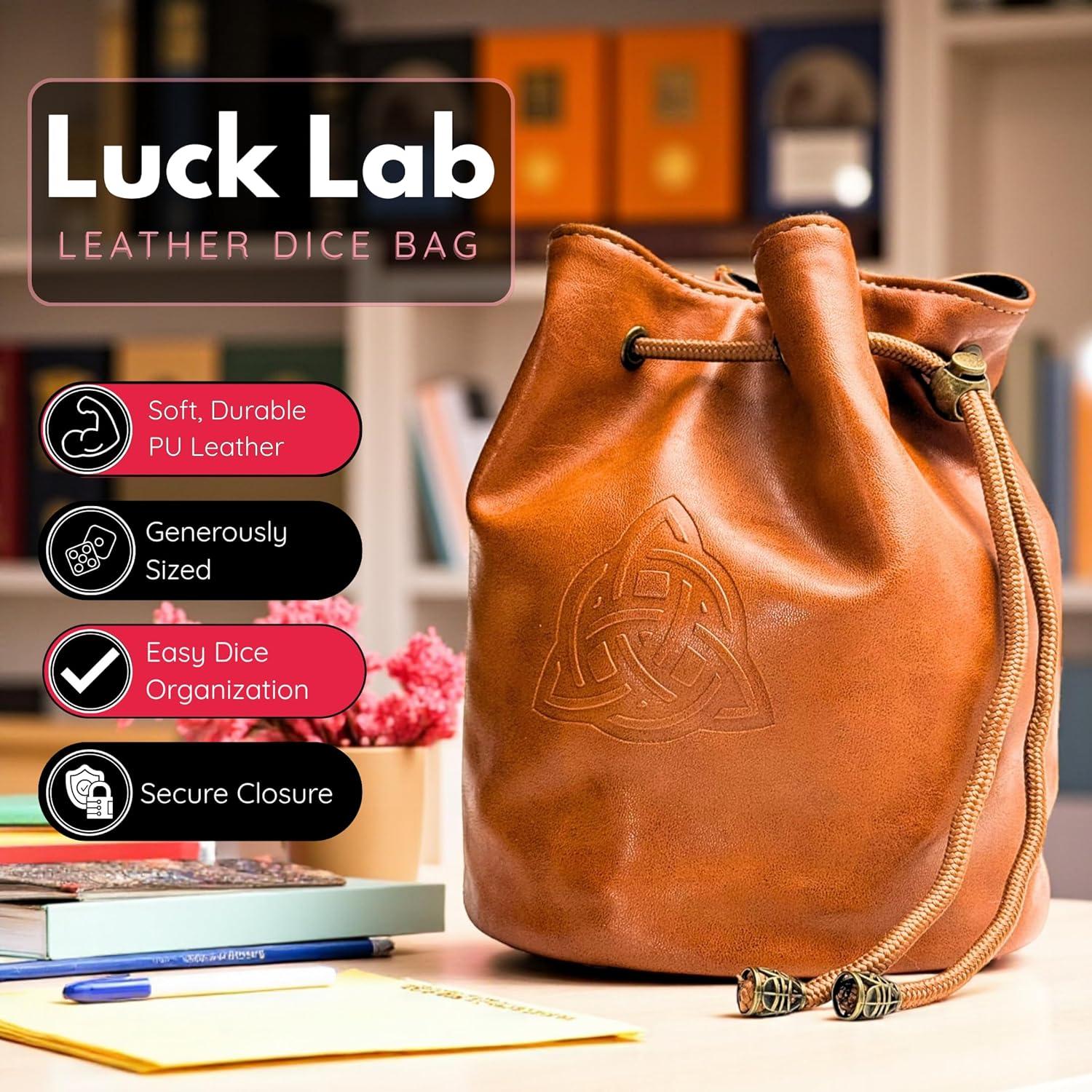 Bolsa de Dados Luck Lab para DnD - Cuero PU Marrón 4 Bolsillos