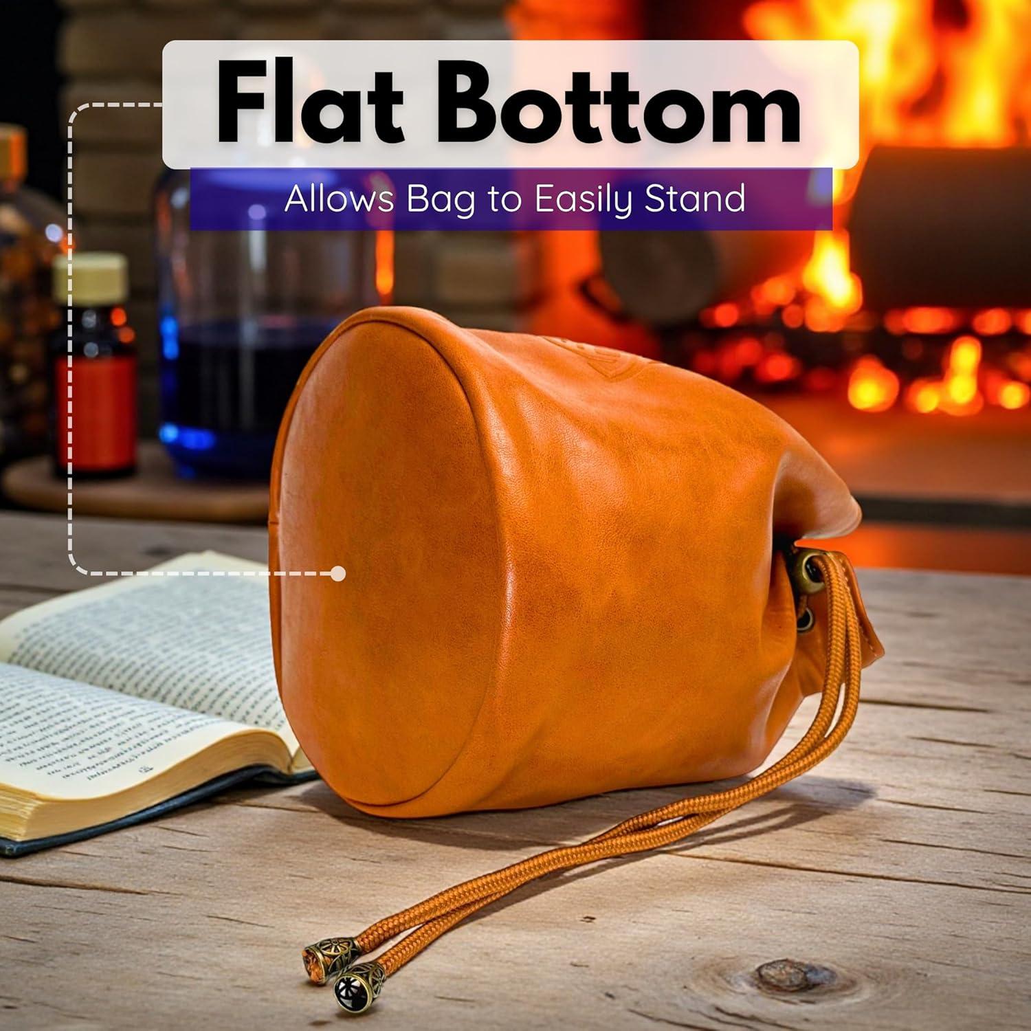 Bolsa de Dados Luck Lab para DnD - Cuero PU Marrón 4 Bolsillos