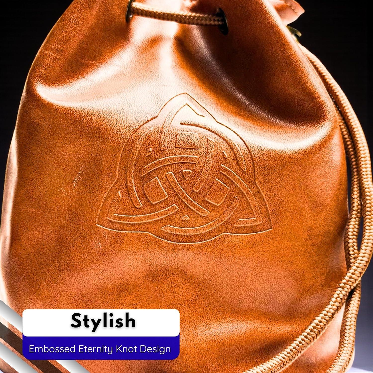 Bolsa de Dados Luck Lab para DnD - Cuero PU Marrón 4 Bolsillos