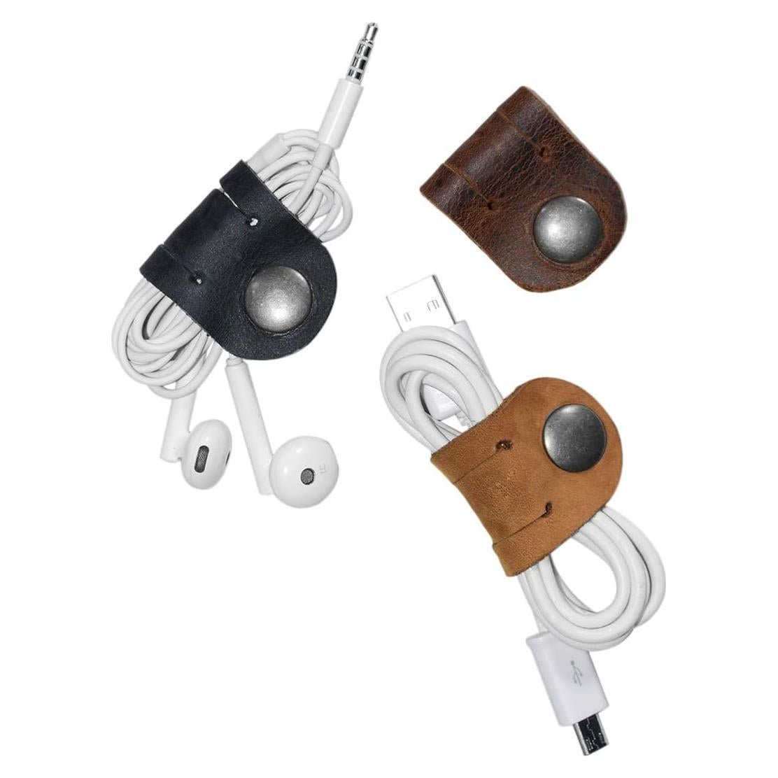 Organizador de Cuerda de Cuero Hide & Drink - 3 Piezas - Marrón