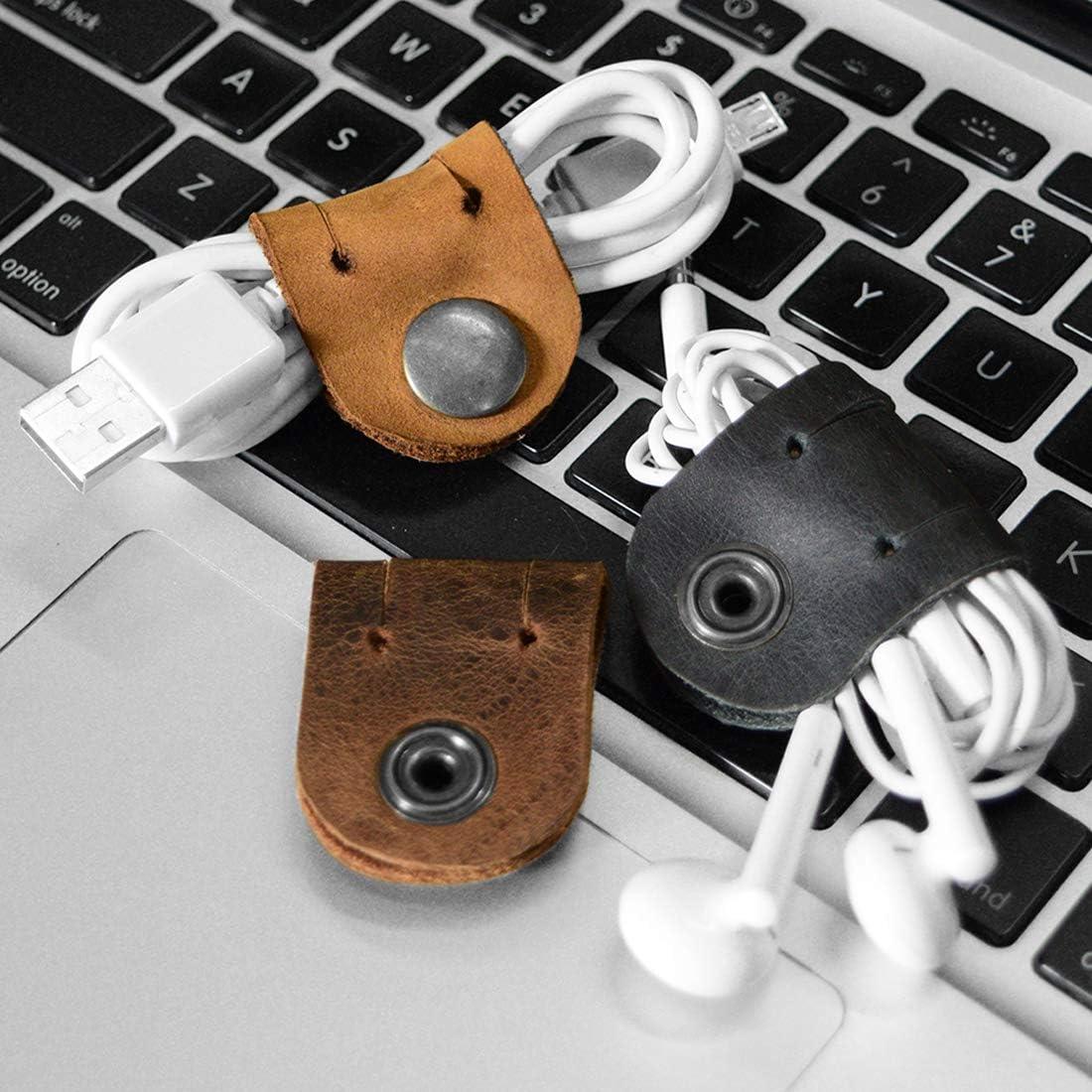 Organizador de Cuerda de Cuero Hide & Drink - 3 Piezas - Marrón