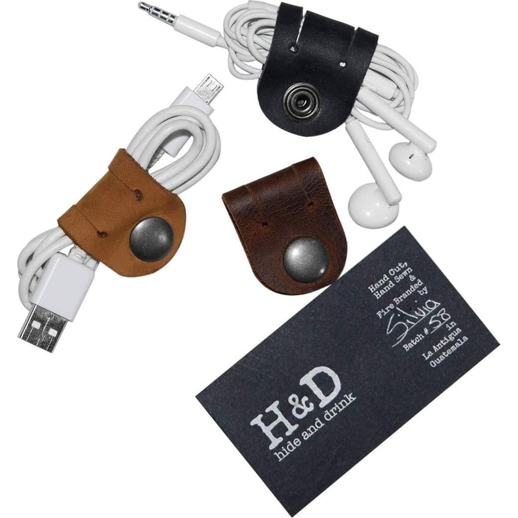 Organizador de Cuerda de Cuero Hide & Drink - 3 Piezas - Marrón