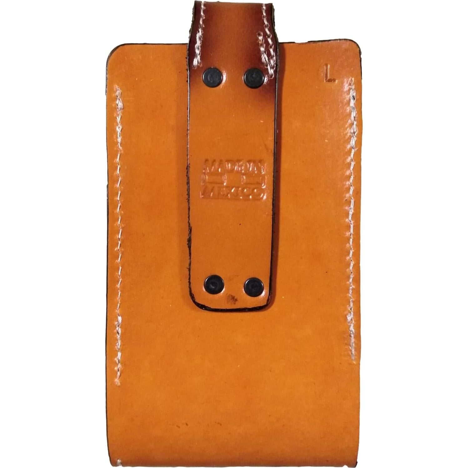Funda de cuero auténtico para celular con cierre magnético - Naranja