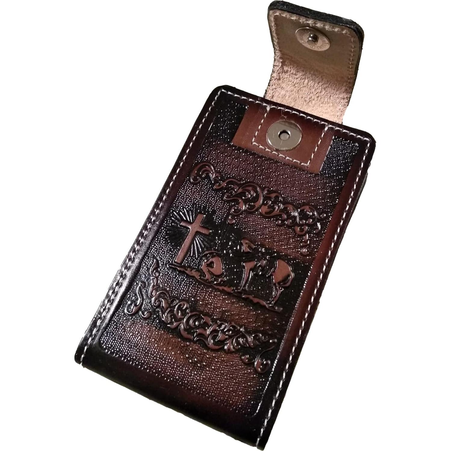 Funda de cuero auténtico para celular Marquez - Marrón