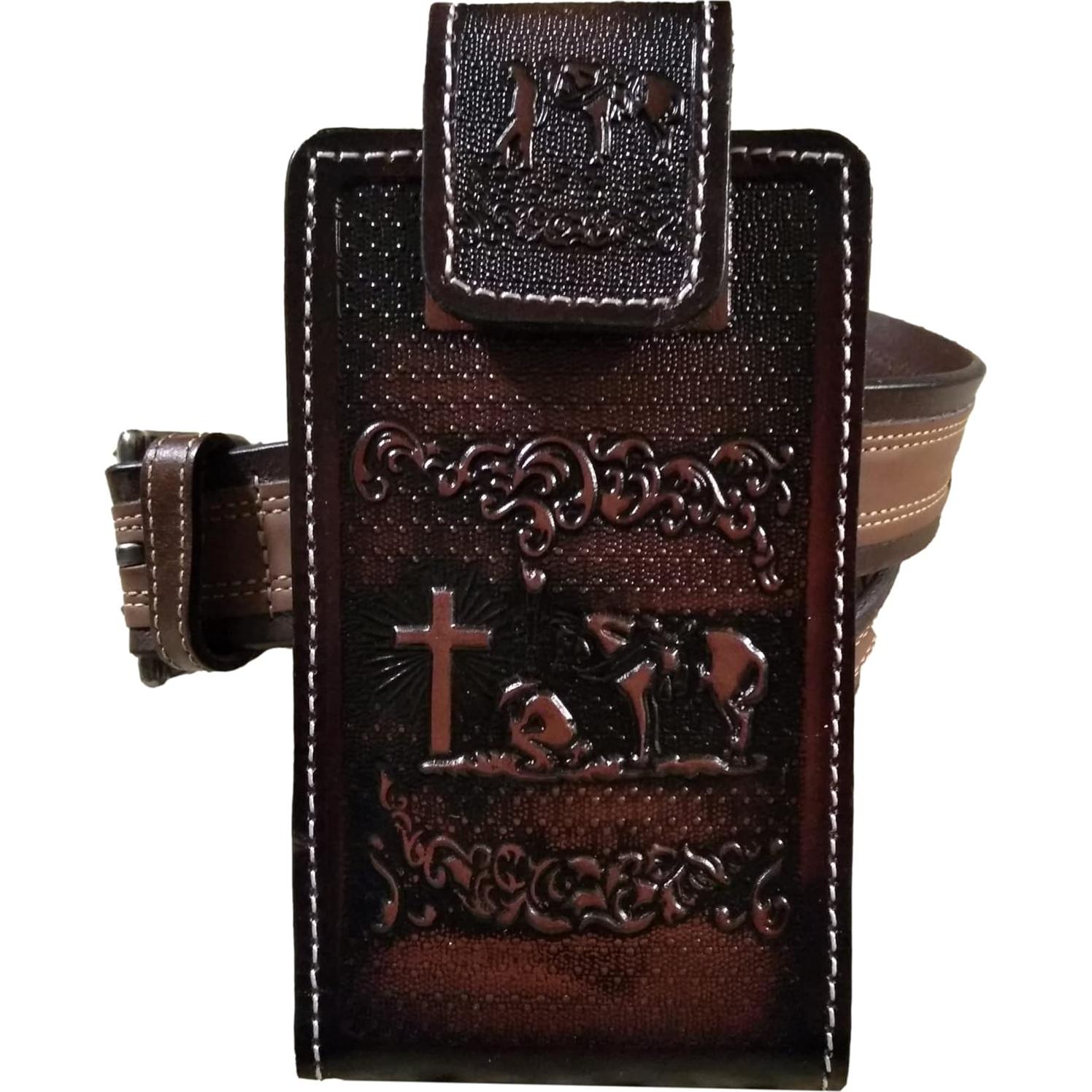 Funda de cuero auténtico para celular Marquez - Marrón