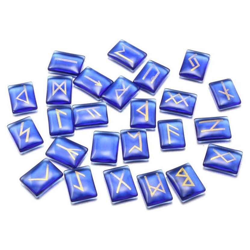 Conjunto de 25 Piedras Rúnicas de Vidrio Zotoone - Alfabeto Elder Futhark