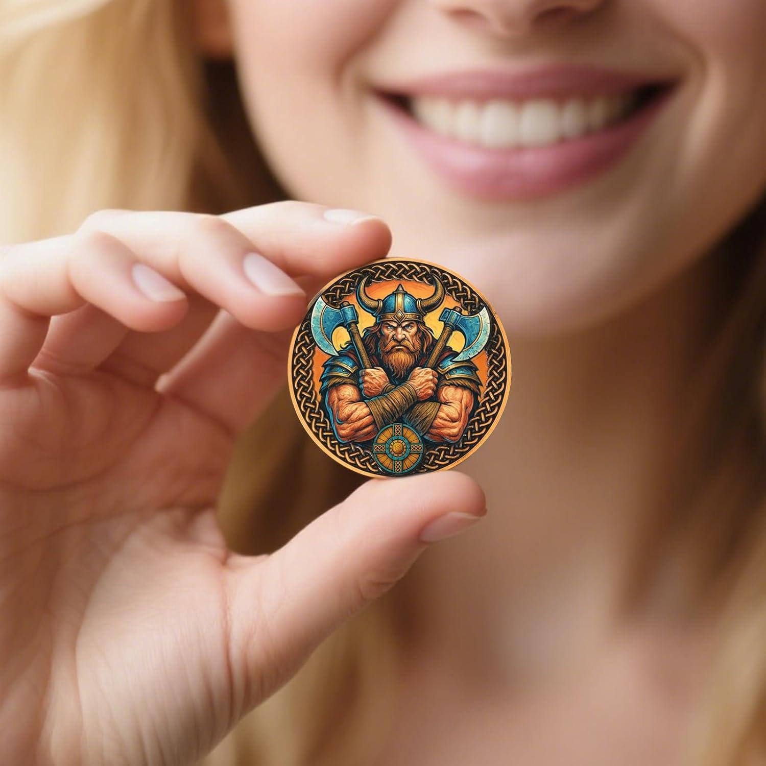 Moneda de Desafío 3D Vikinga Leabet 4 cm Aleación Zinc Coleccionable