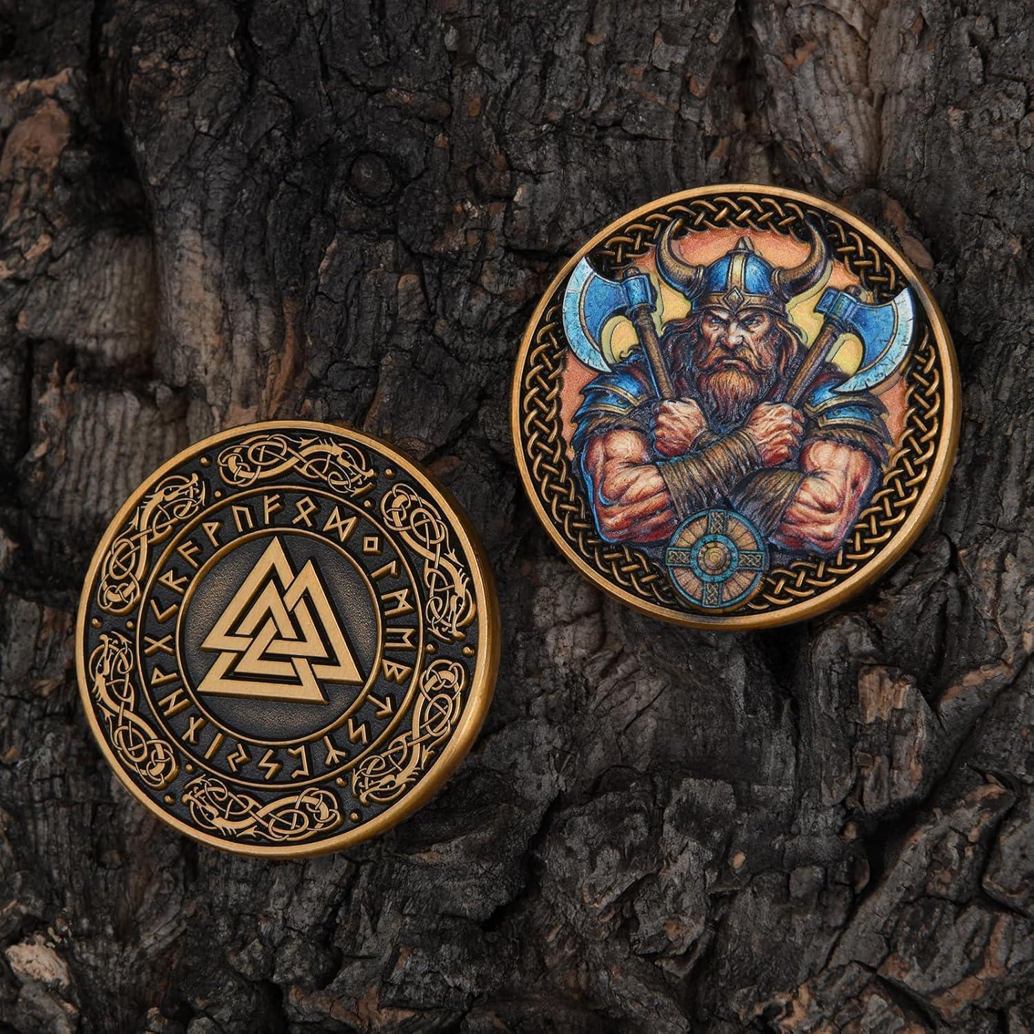 Moneda de Desafío 3D Vikinga Leabet 4 cm Aleación Zinc Coleccionable