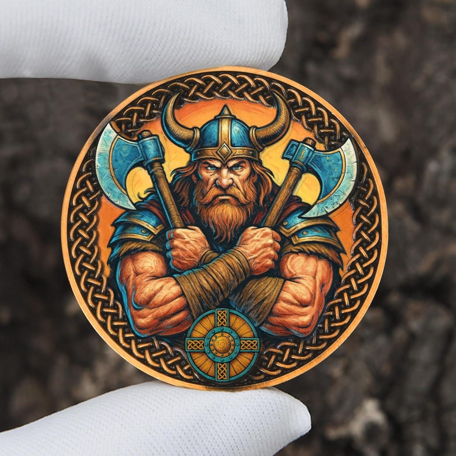 Moneda de Desafío 3D Vikinga Leabet 4 cm Aleación Zinc Coleccionable