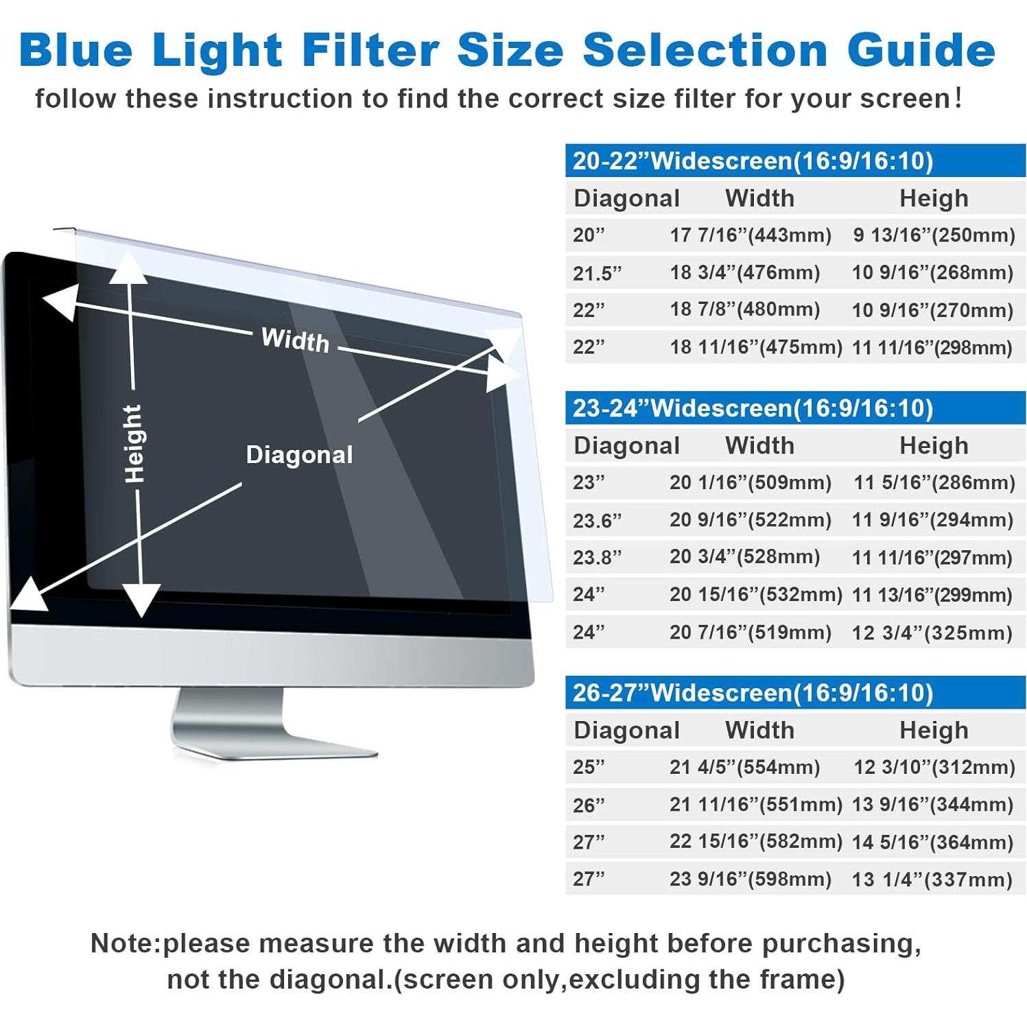 Protector de Pantalla de Privacidad 24" HESASAHO Anti Luz Azul