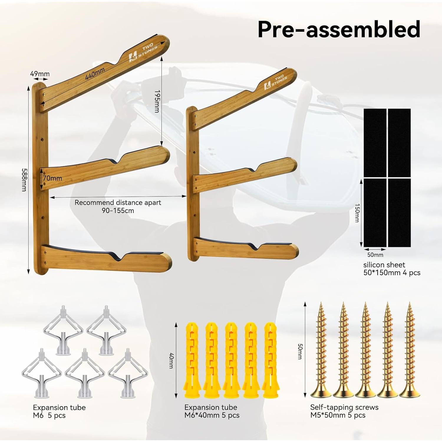 Soporte para Tablas de Surf TWO STONES CJ-OT2202 - Acero Negro