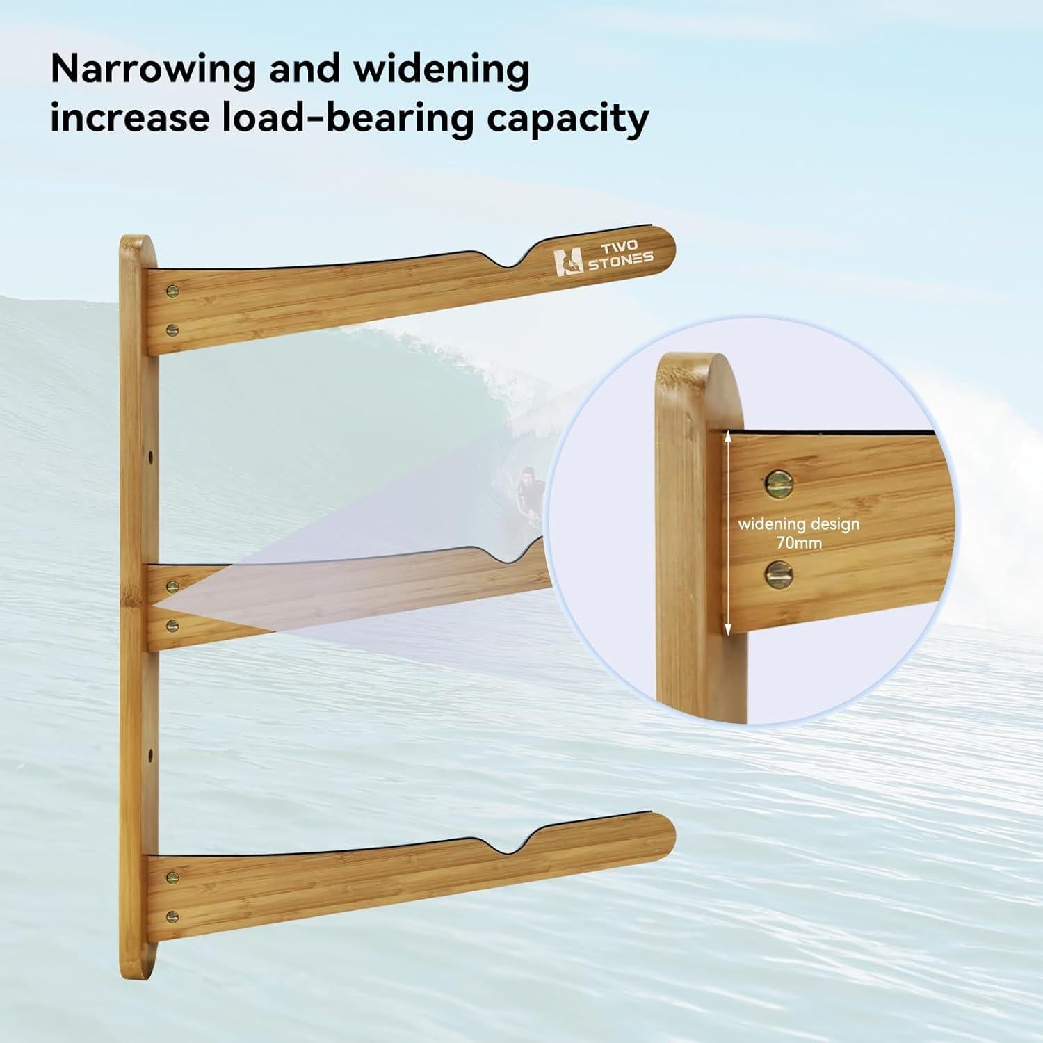 Soporte para Tablas de Surf TWO STONES CJ-OT2202 - Acero Negro