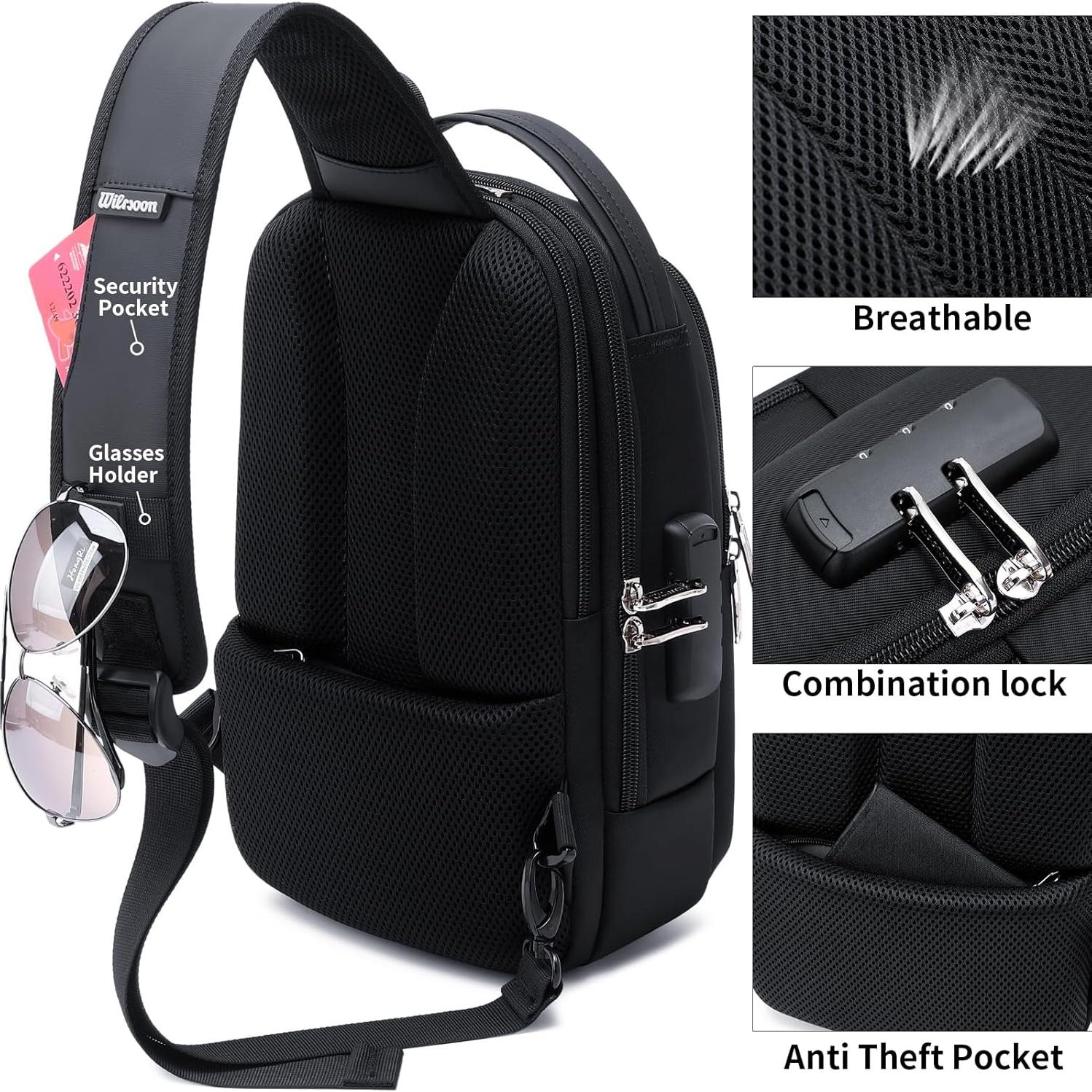 Mochila de Senderismo DUSLANG 13L con Carga USB - Negra