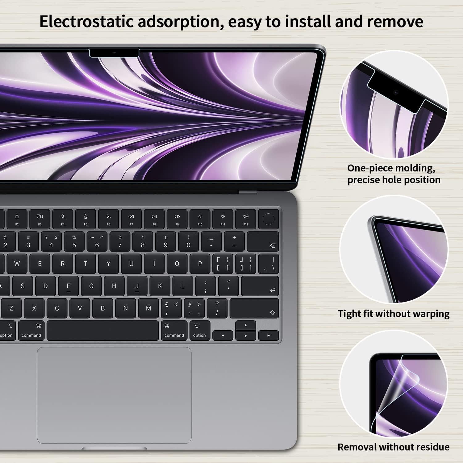 Protector de Pantalla ANTOGOO V para MacBook Air 13.6" 2022-2024