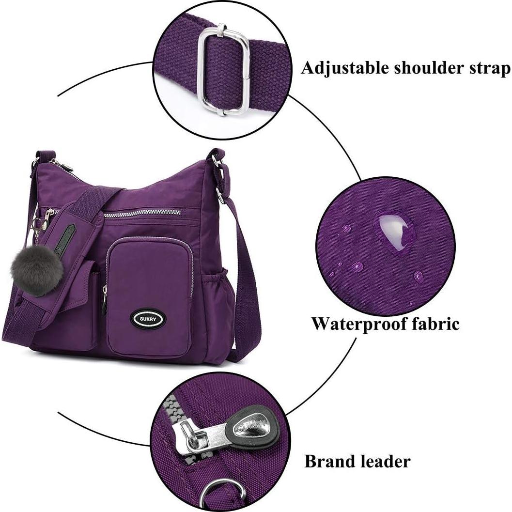 Bolsa Cruzada SUKRY de Nylon para Mujeres con RFID Antirrobo