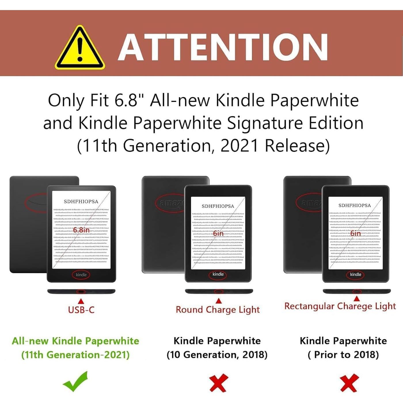 Funda COO para Kindle Paperwhite 6.8"/7" Cuero PU con Soporte